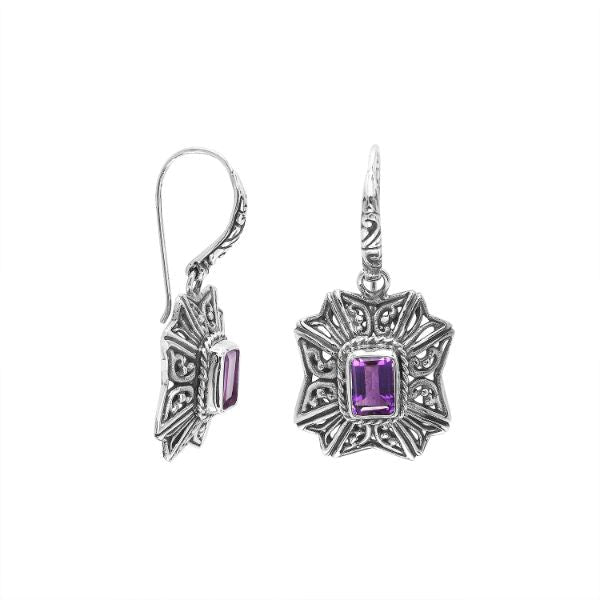 AE-6307-AM Sterling Silver Designer Earring With Amethyst Jewelry Bali Designs Inc 