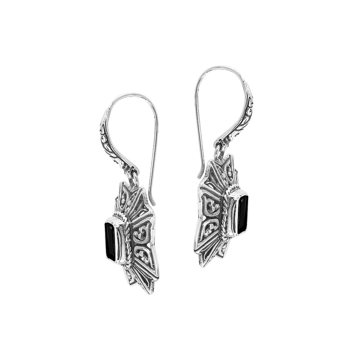 AE-6307-OX Sterling Silver Designer Earring With Black Onyx Jewelry Bali Designs Inc 