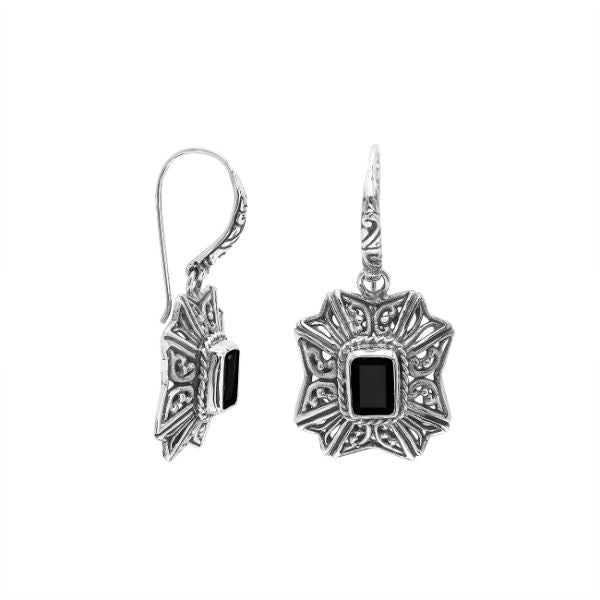 AE-6307-OX Sterling Silver Designer Earring With Black Onyx Jewelry Bali Designs Inc 