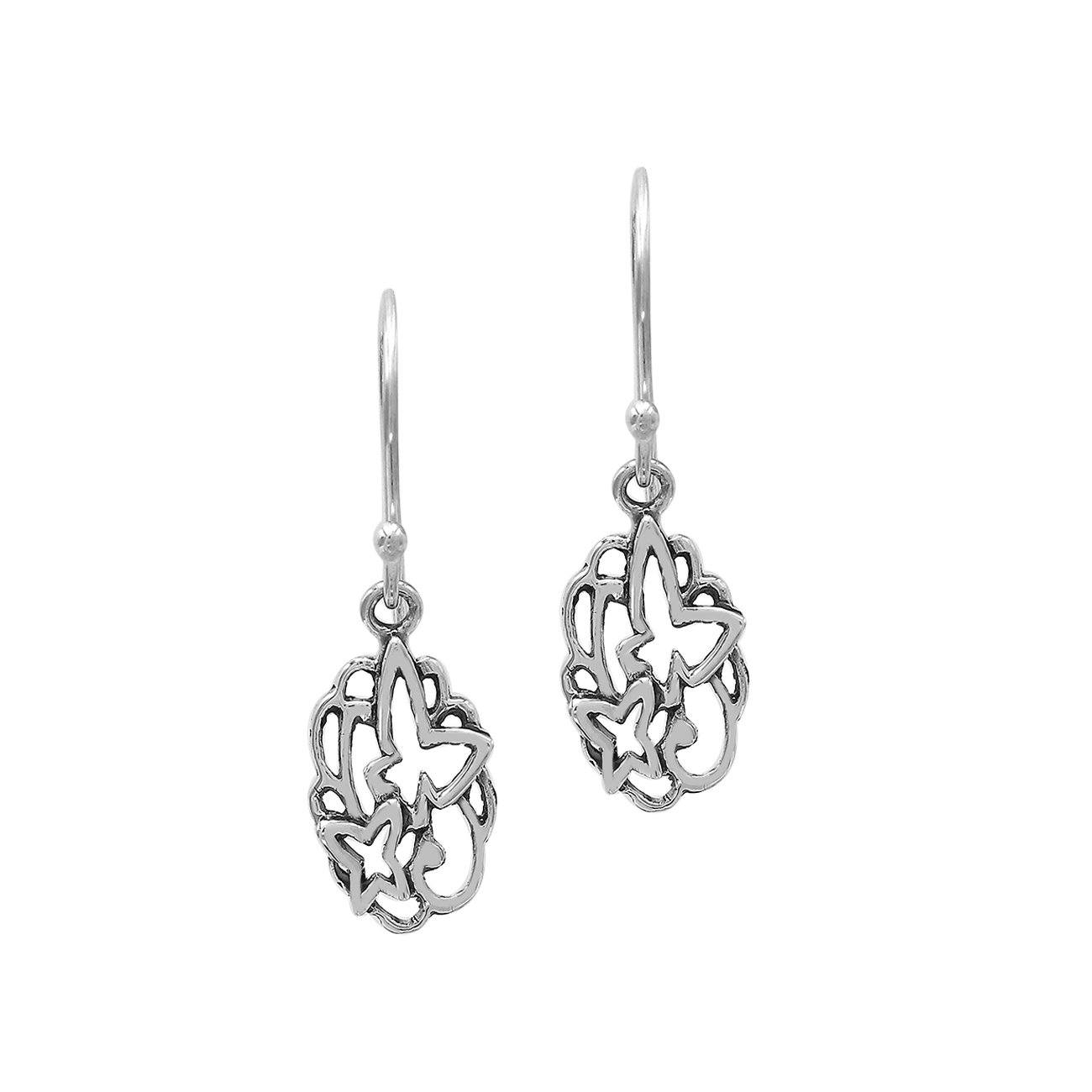 AE-6308-S Sterling Silver Beautiful Simple Designer Earring With Plain Silver Jewelry Bali Designs Inc 