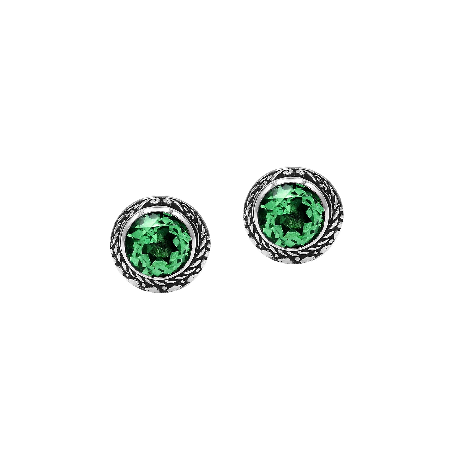 AE-6312-GQ Sterling Silver Earring With Green Quartz Jewelry Bali Designs Inc 