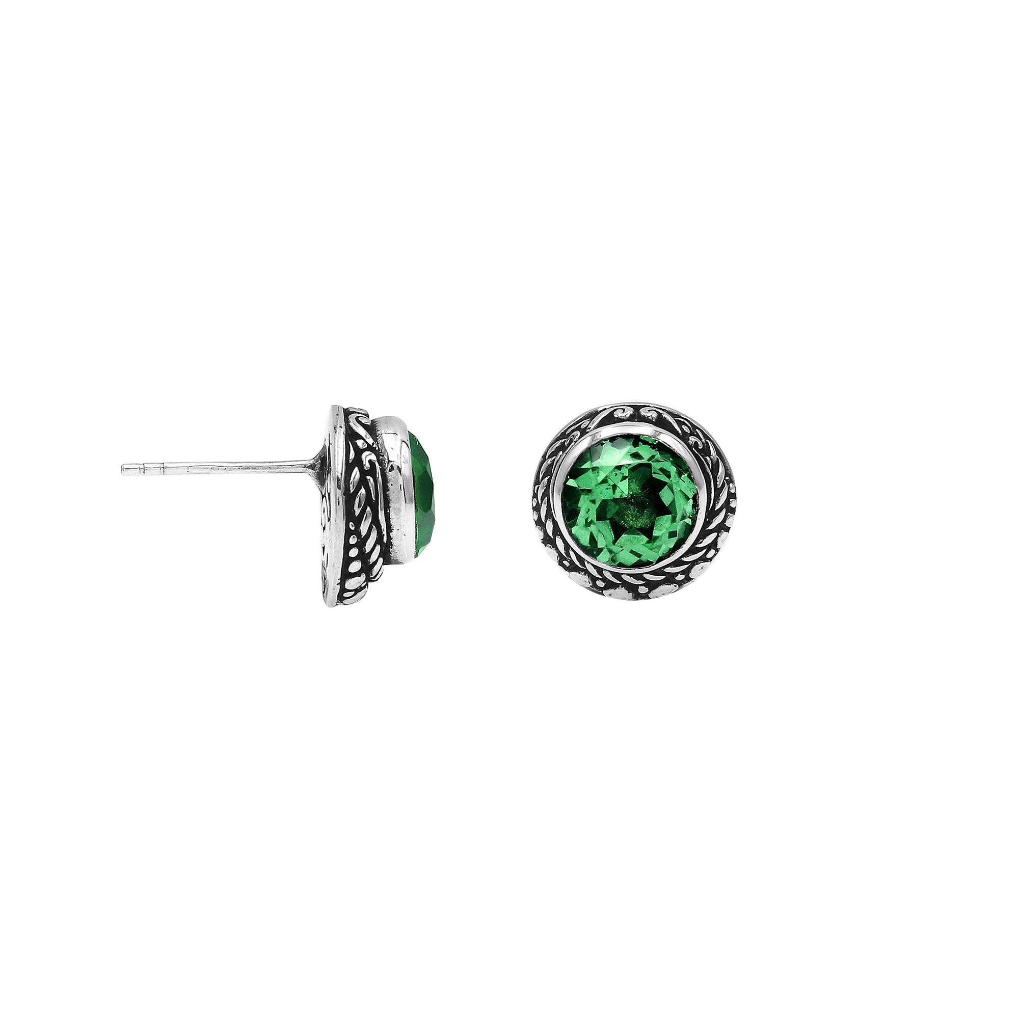 AE-6312-GQ Sterling Silver Earring With Green Quartz Jewelry Bali Designs Inc 