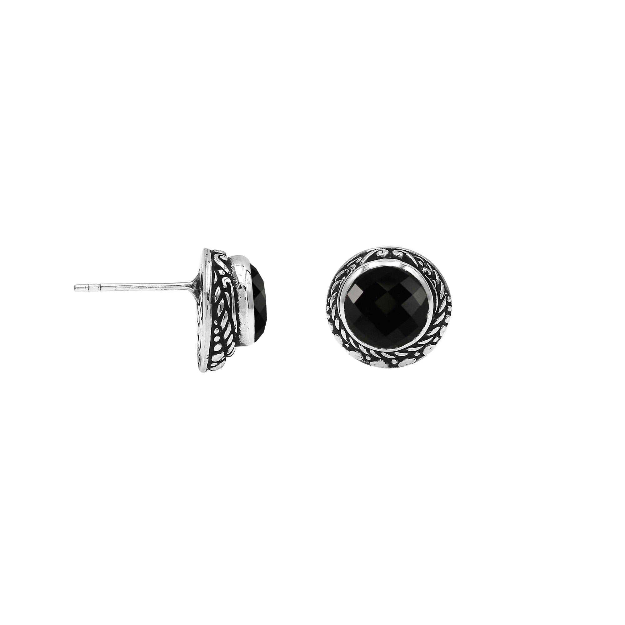 AE-6312-OX Sterling Silver Earring With Black Onyx Jewelry Bali Designs Inc 