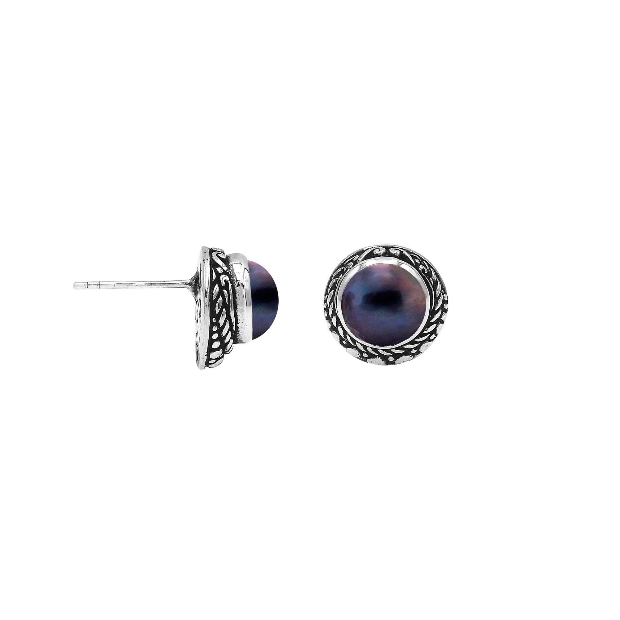 AE-6312-PEG Sterling Silver Earring With Gray Mabe Pearl Jewelry Bali Designs Inc 