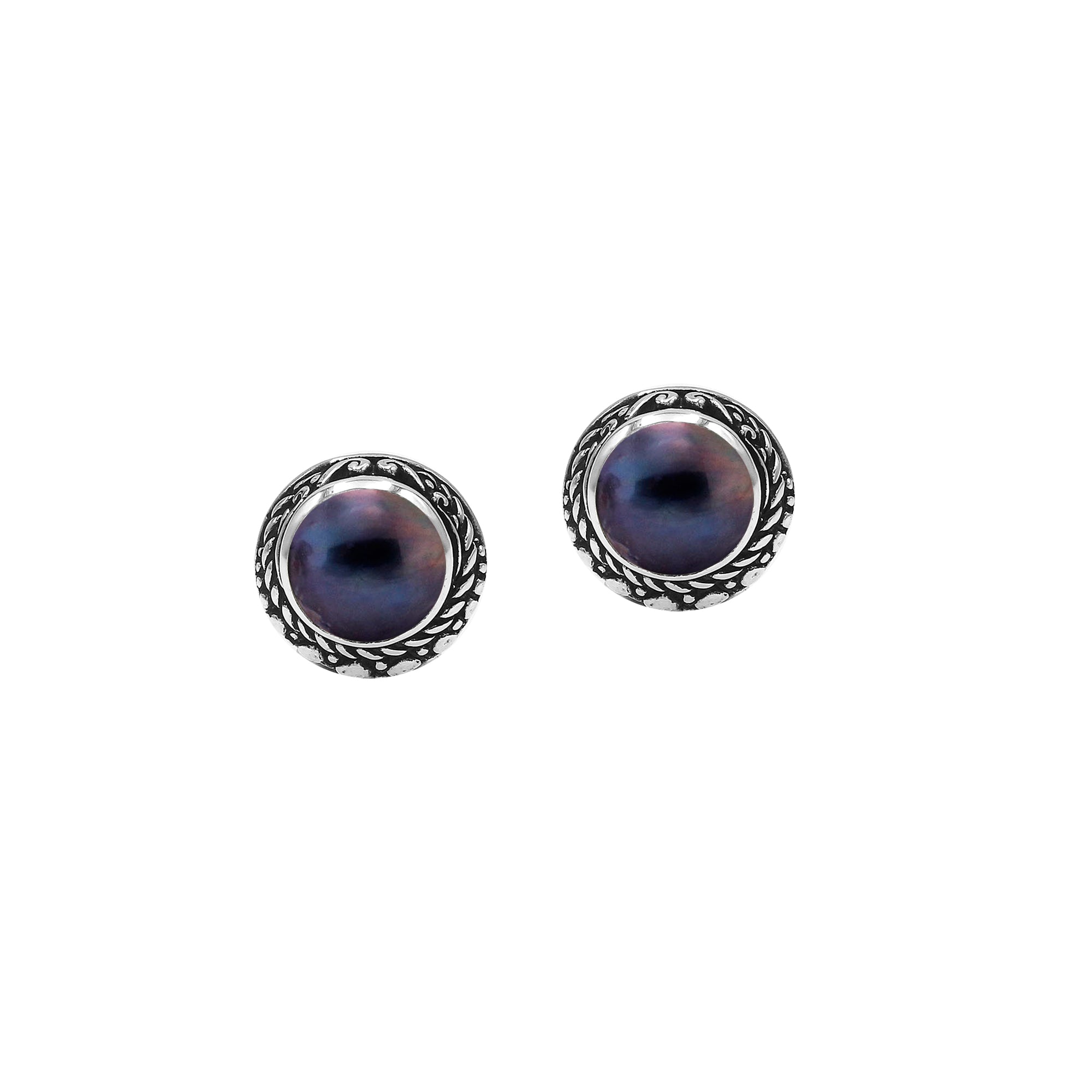 AE-6312-PEG Sterling Silver Earring With Gray Mabe Pearl Jewelry Bali Designs Inc 