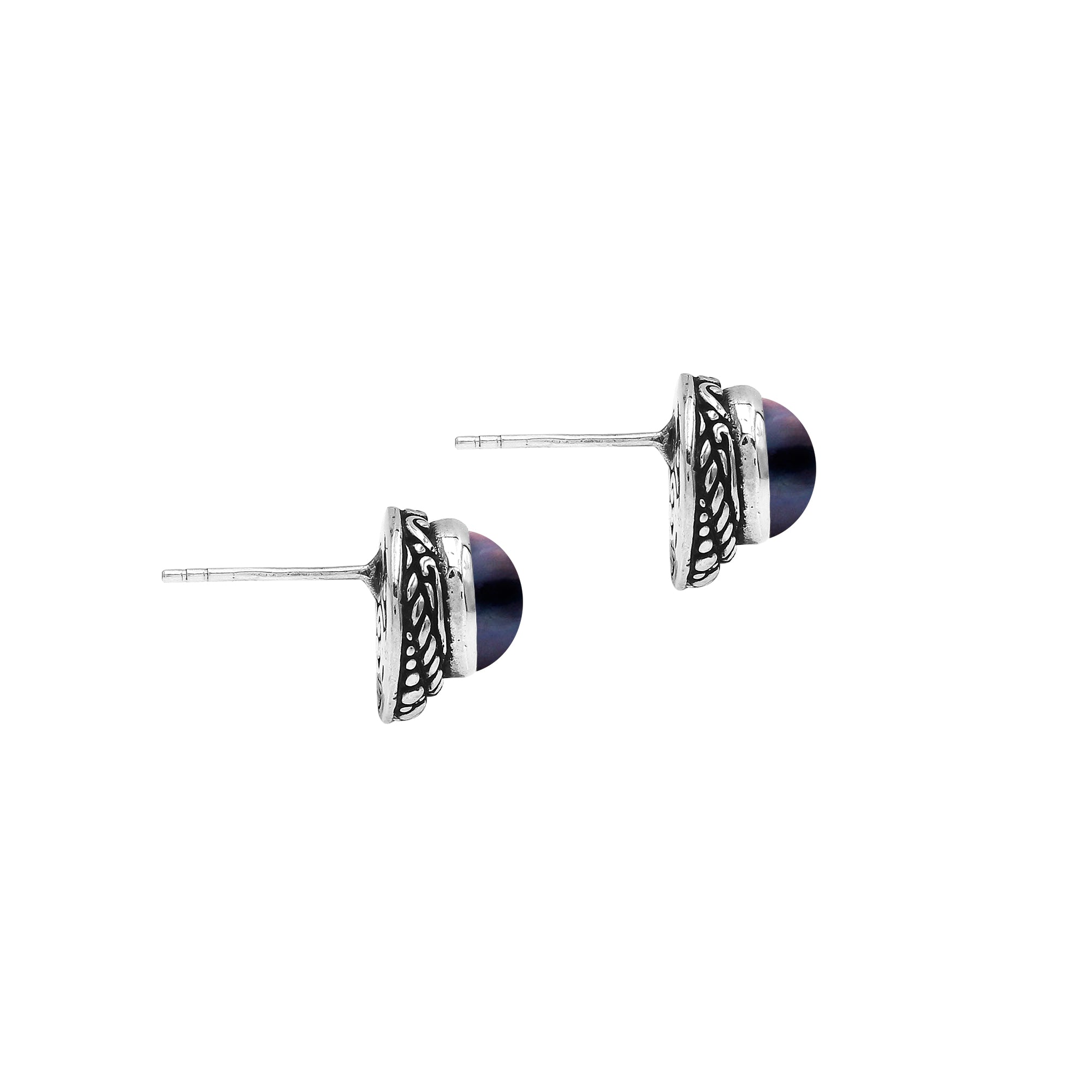 AE-6312-PEG Sterling Silver Earring With Gray Mabe Pearl Jewelry Bali Designs Inc 