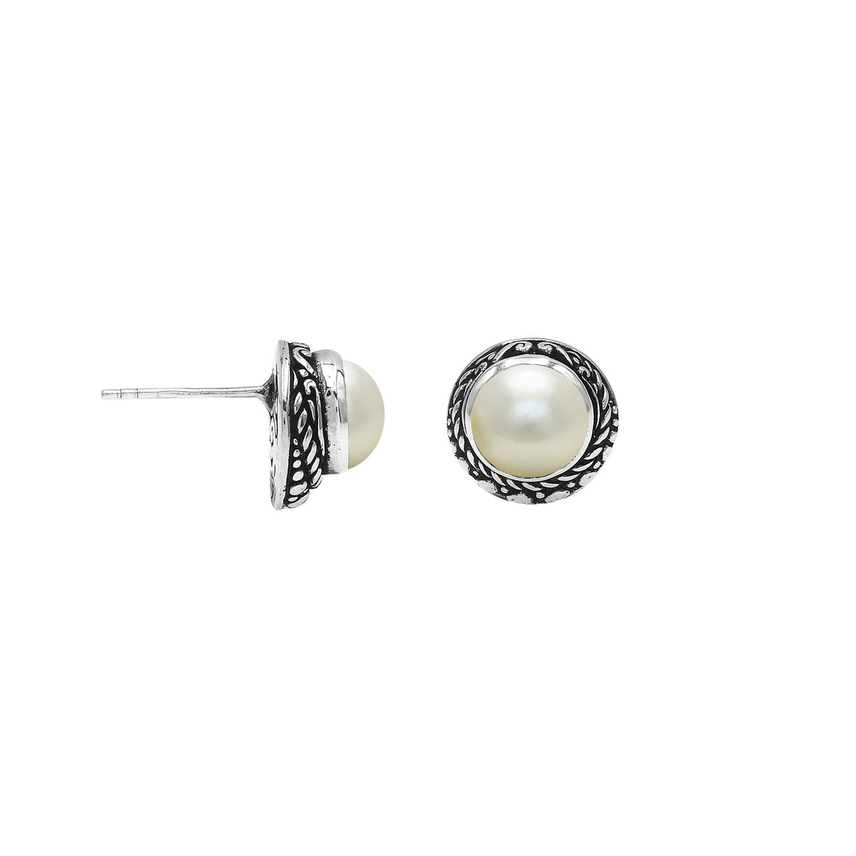 AE-6312-PEW Sterling Silver Earring With Pearl Jewelry Bali Designs Inc 