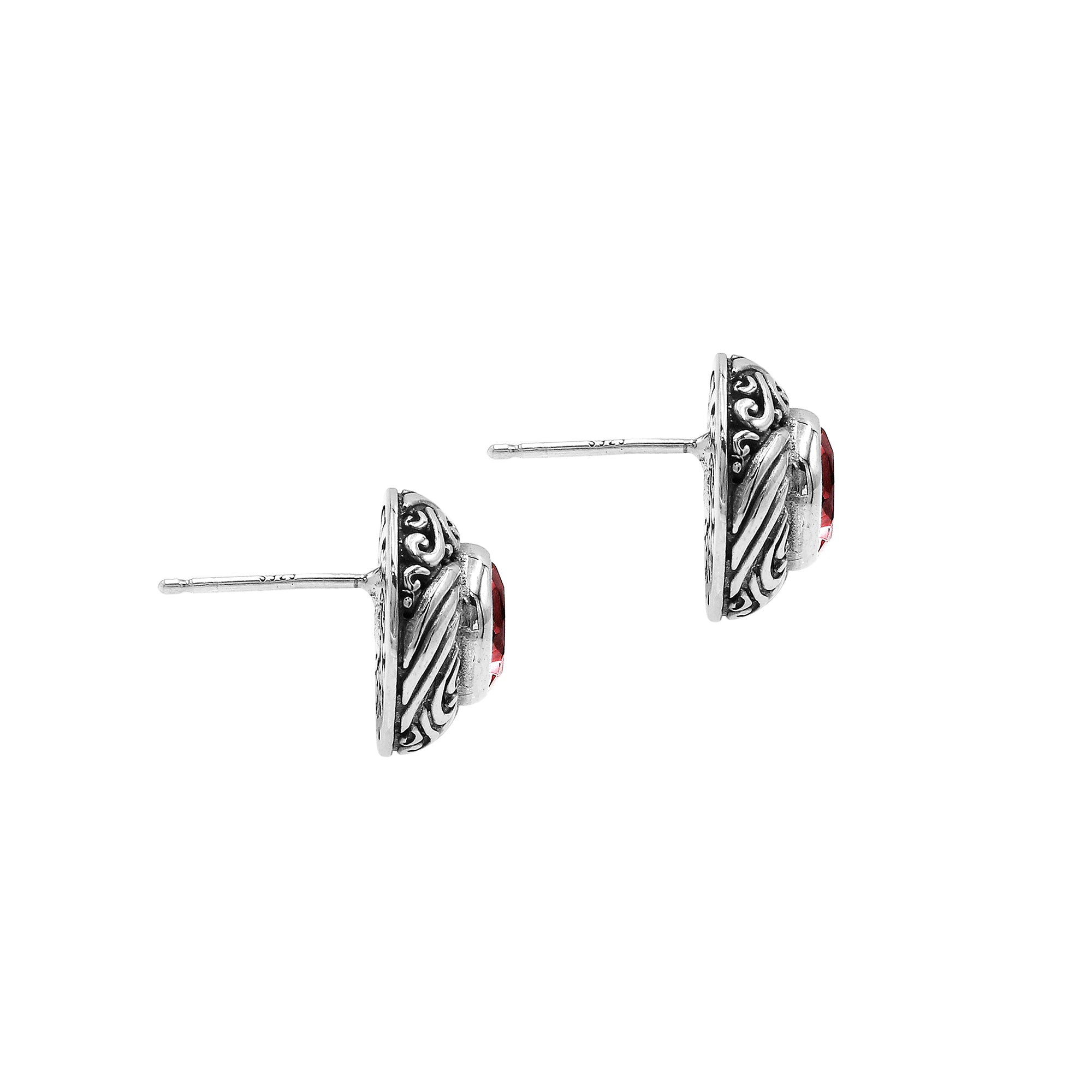 AE-6313-GA Sterling Silver Earring With Garnet Q. Jewelry Bali Designs Inc 