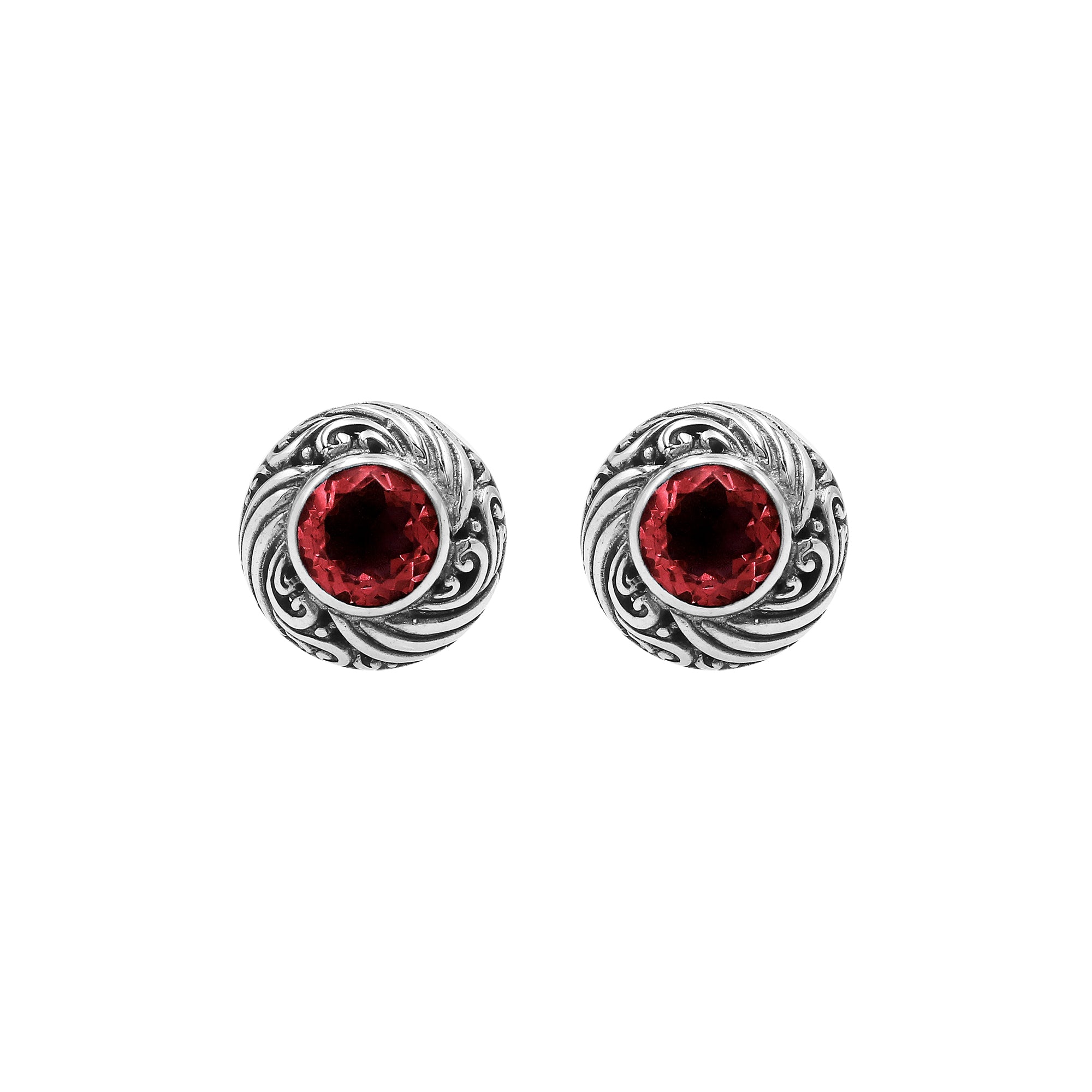 AE-6313-GA Sterling Silver Earring With Garnet Q. Jewelry Bali Designs Inc 
