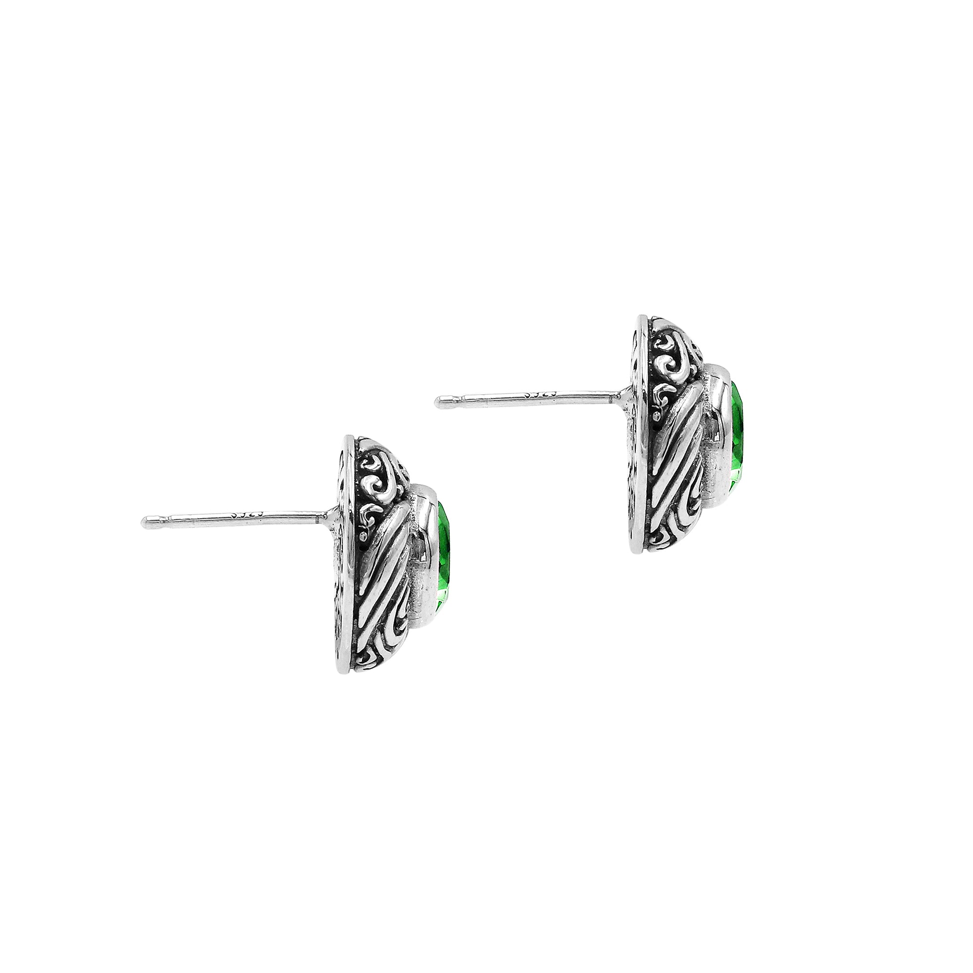 AE-6313-PR Sterling Silver Earring With Peridot Q. Jewelry Bali Designs Inc 