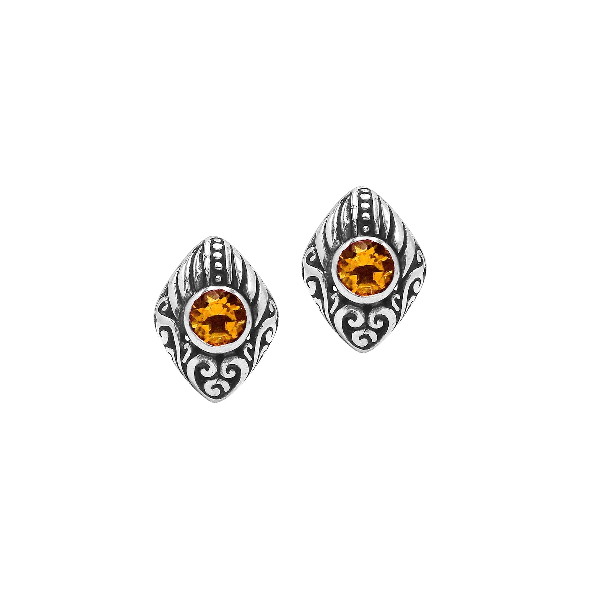 AE-6314-CT Sterling Silver Earring With Citrine Q. Jewelry Bali Designs Inc 