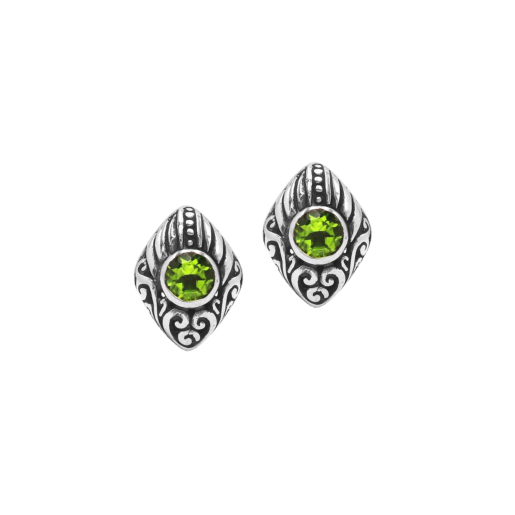 AE-6314-PR Sterling Silver Earring With Peridot Q. Jewelry Bali Designs Inc 