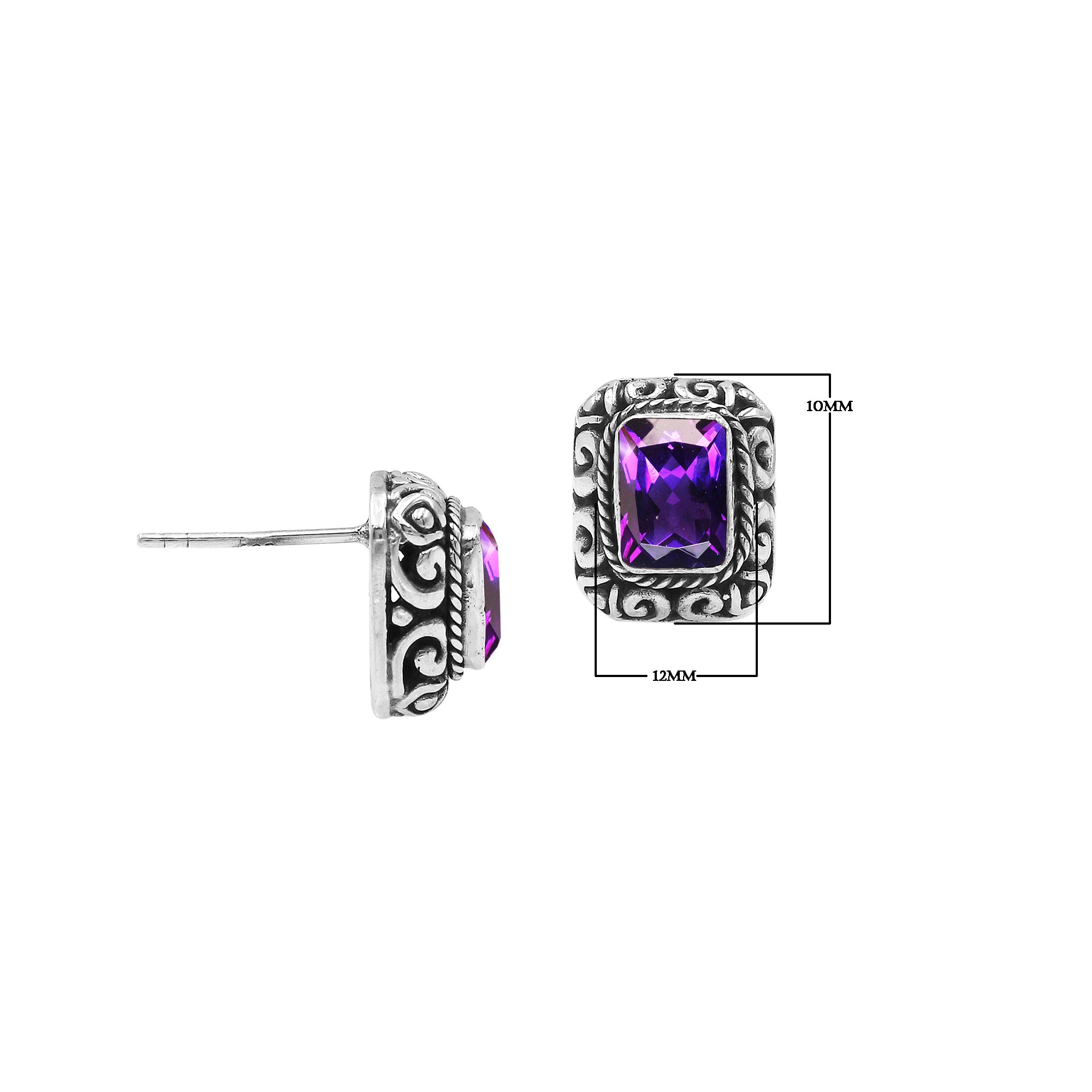 AE-6315-AM Sterling Silver Earring With Amethyst Q. Jewelry Bali Designs Inc 