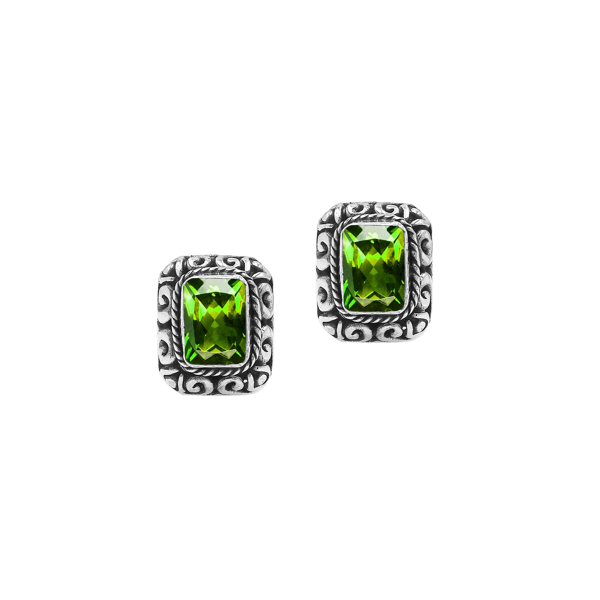 AE-6315-PR Sterling Silver Earring With peridot Q. Jewelry Bali Designs Inc 
