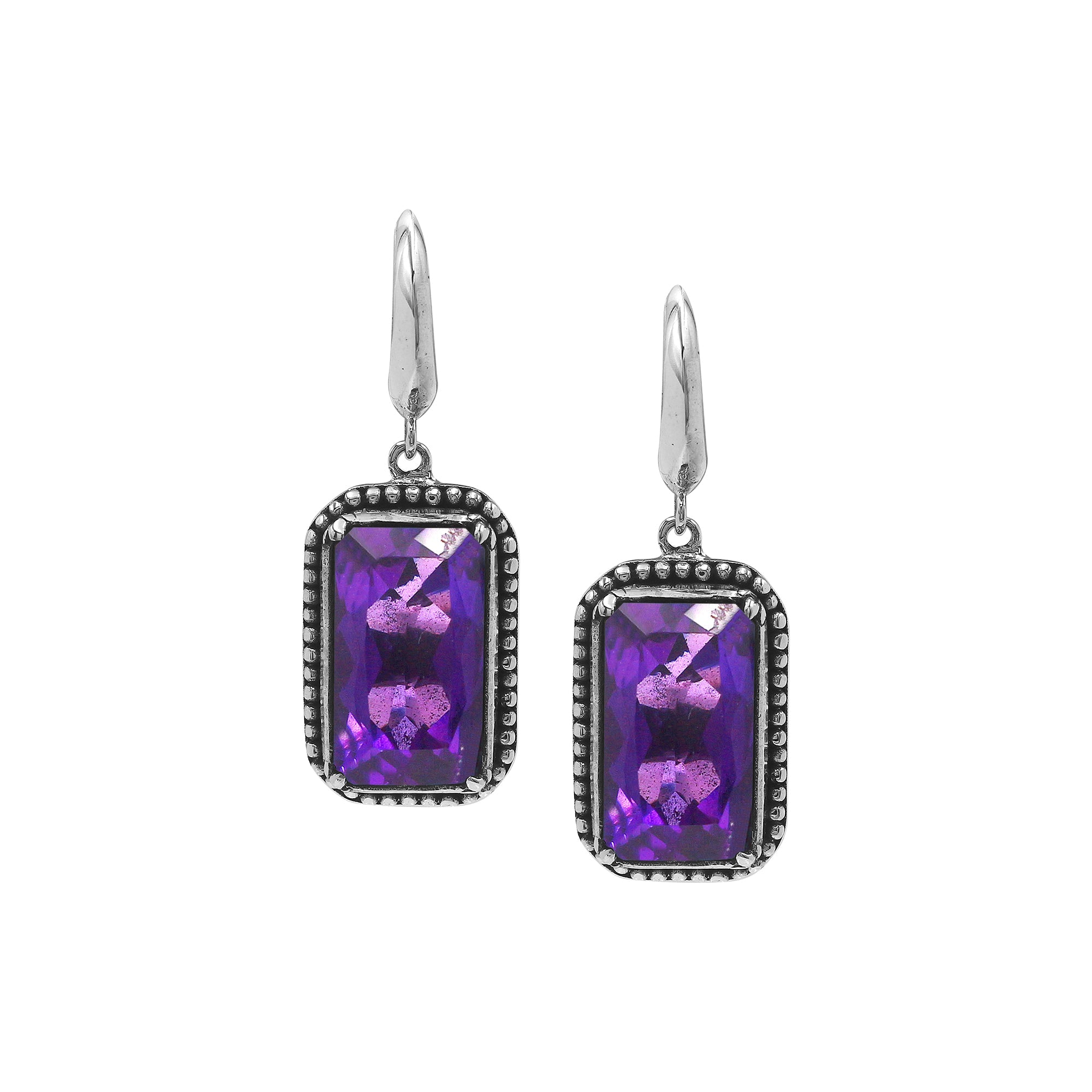 AE-6316-AM Sterling Silver Earring With Amethyst Q. Jewelry Bali Designs Inc 