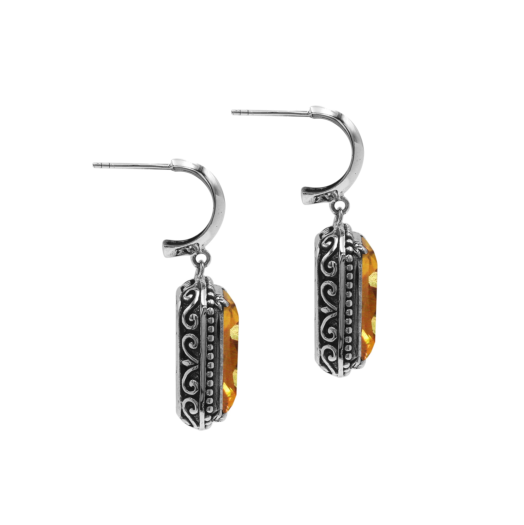 AE-6316-CT Sterling Silver Earring With Citrine Q. Jewelry Bali Designs Inc 
