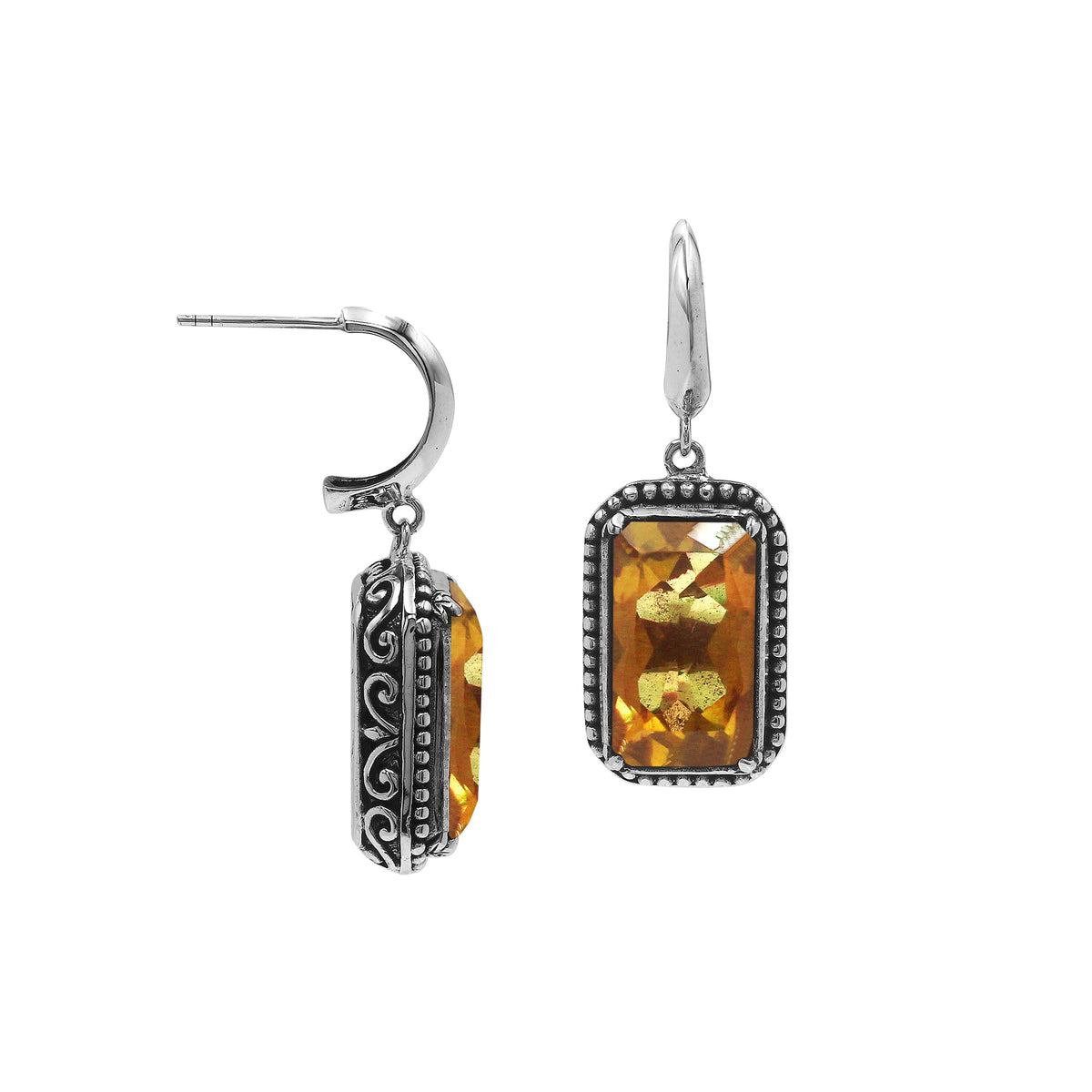 AE-6316-CT Sterling Silver Earring With Citrine Q. Jewelry Bali Designs Inc 