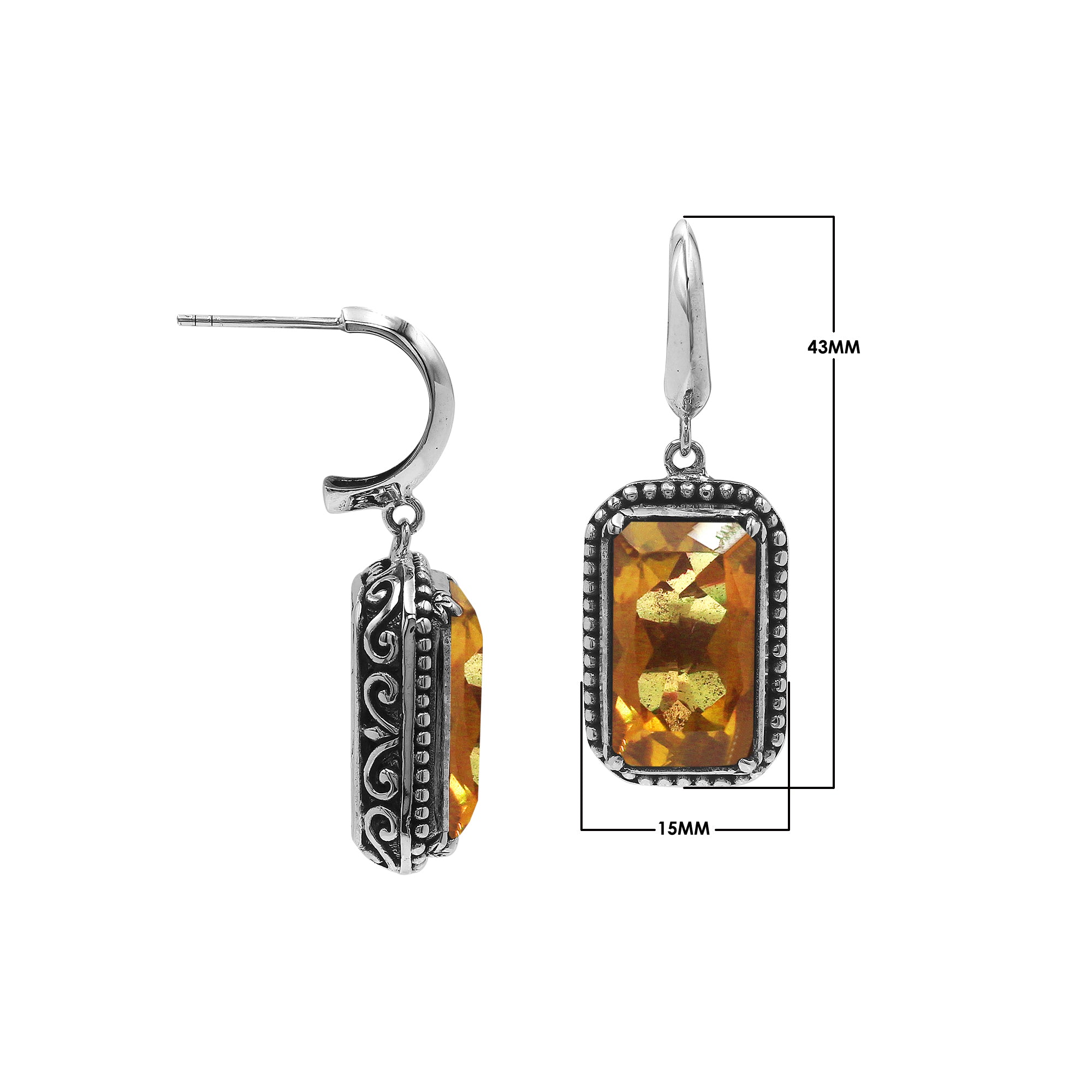 AE-6316-CT Sterling Silver Earring With Citrine Q. Jewelry Bali Designs Inc 
