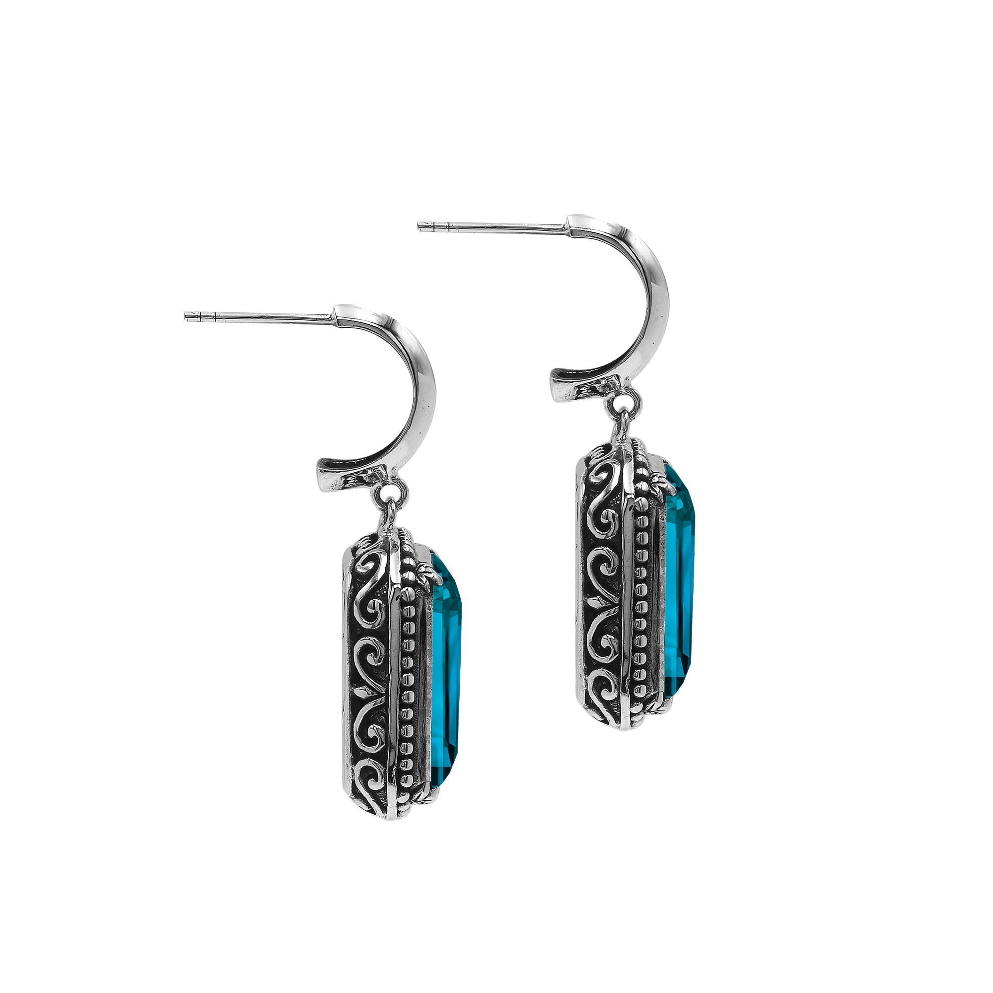 AE-6316-LBT Sterling Silver Earring With London Blue Topaz Jewelry Bali Designs Inc 