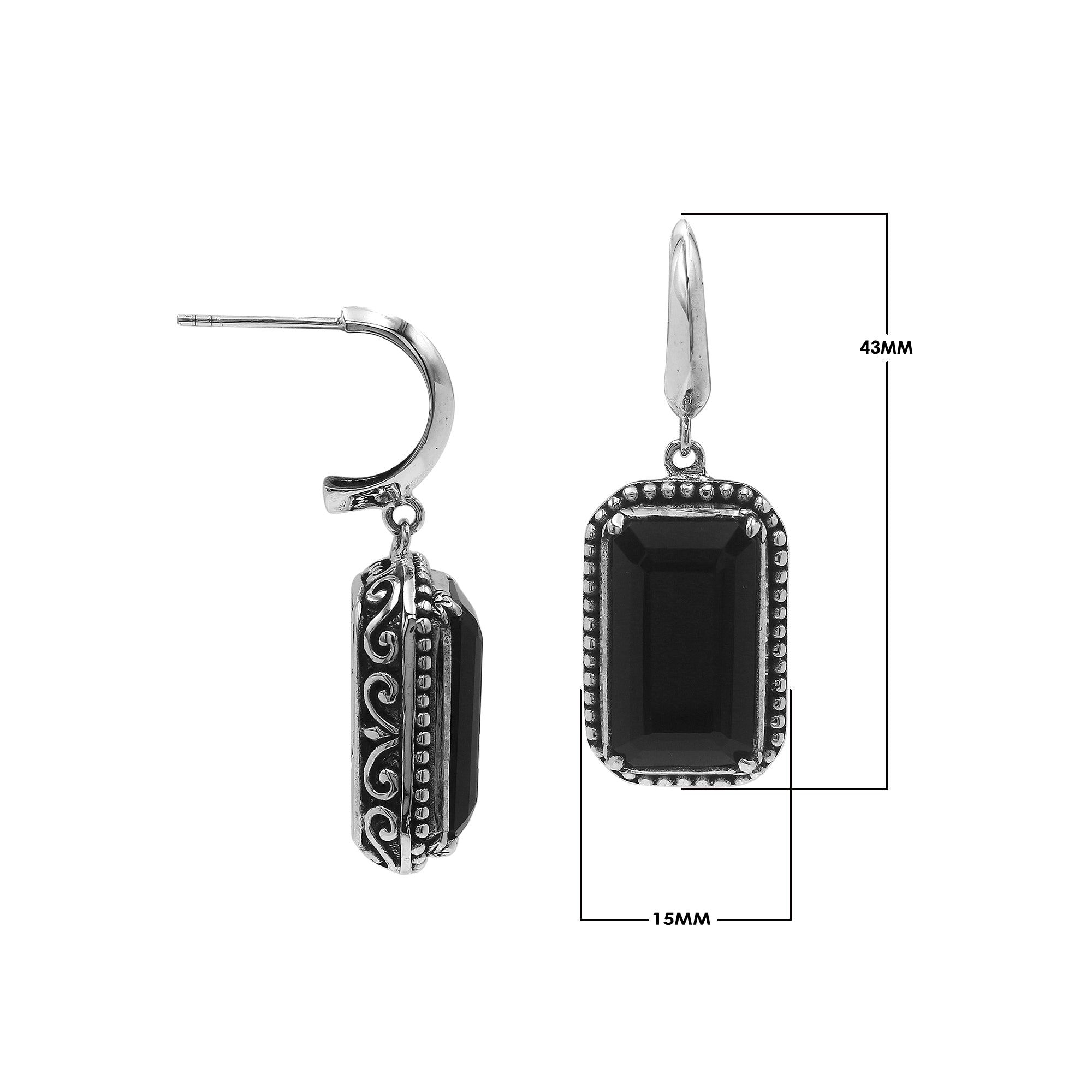 AE-6316-OX Sterling Silver Earring With Black Onyx Jewelry Bali Designs Inc 