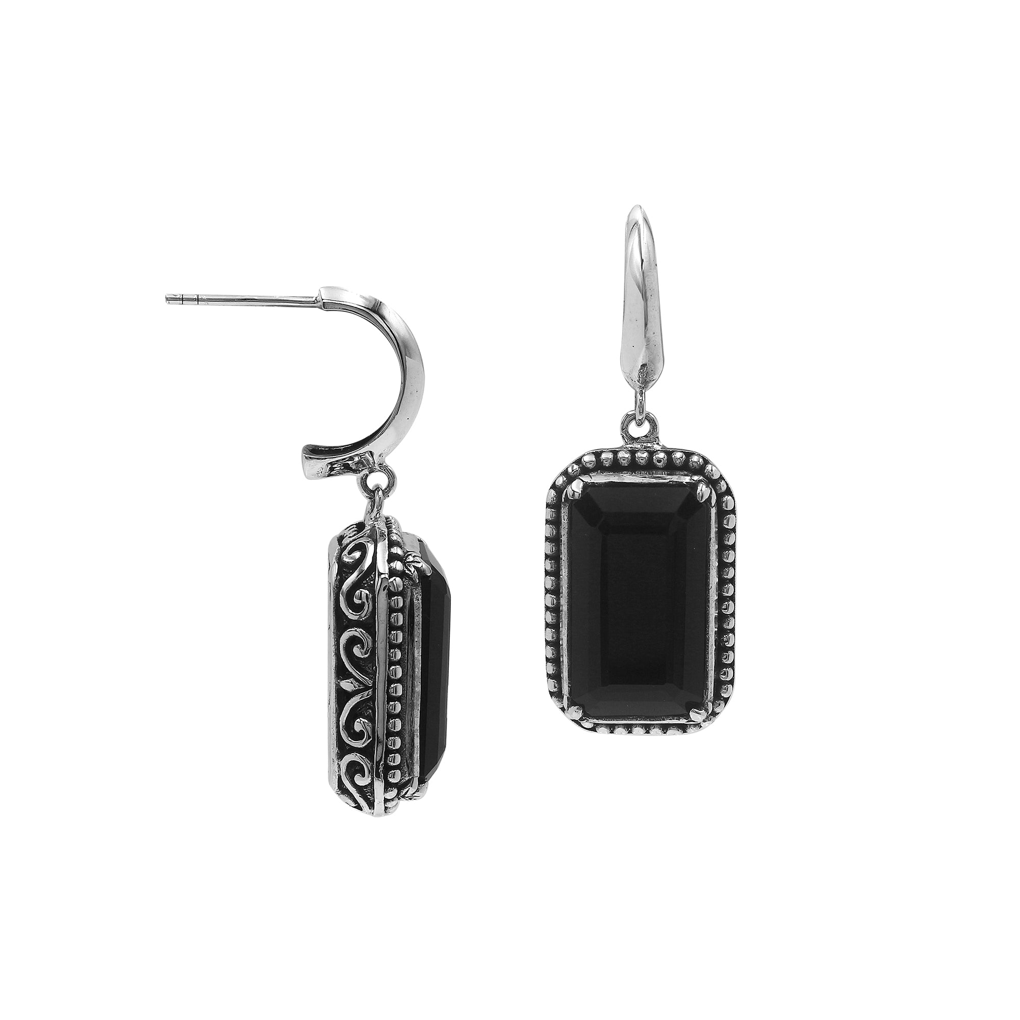AE-6316-OX Sterling Silver Earring With Black Onyx Jewelry Bali Designs Inc 