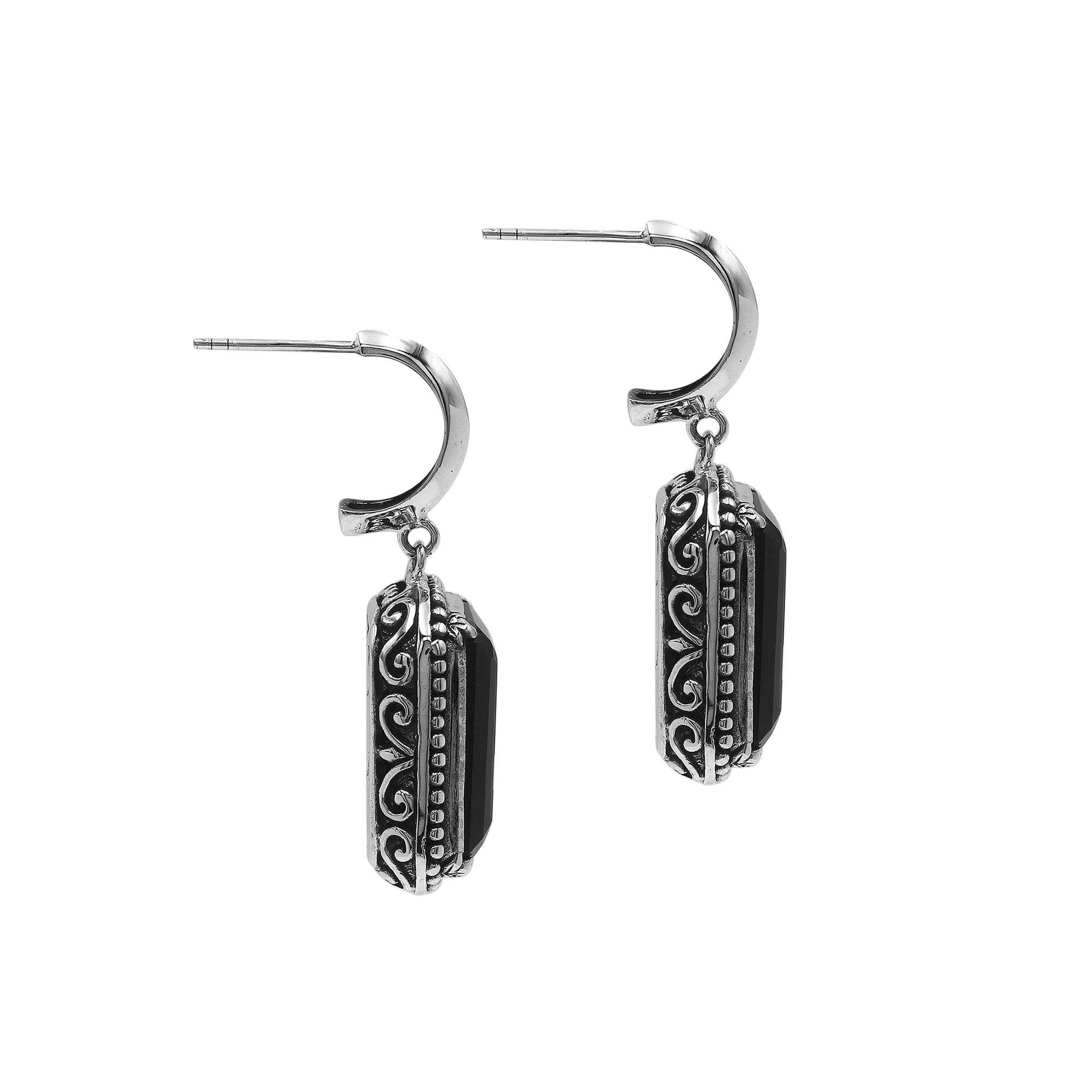 AE-6316-OX Sterling Silver Earring With Black Onyx Jewelry Bali Designs Inc 