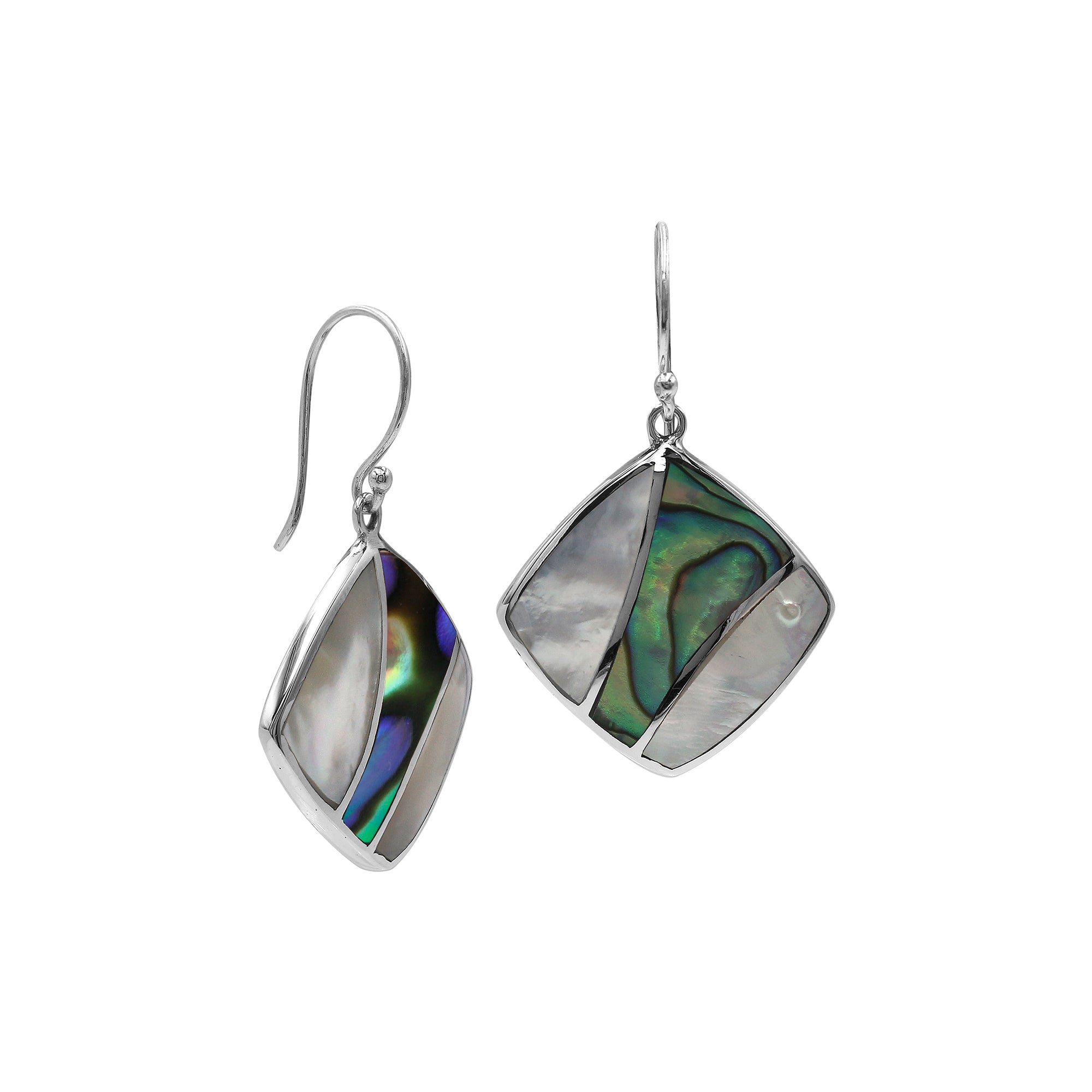 AE-6317-CO3 Sterling Silver Earring With Mother Of Pearl and Abalone Shell Jewelry Bali Designs Inc 