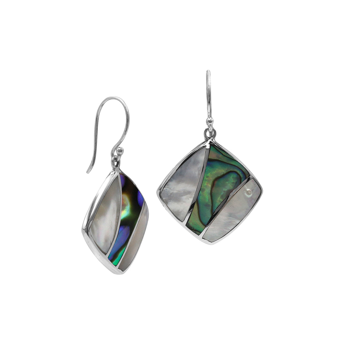 AE-6317-CO3 Sterling Silver Earring With Mother Of Pearl and Abalone Shell Jewelry Bali Designs Inc 