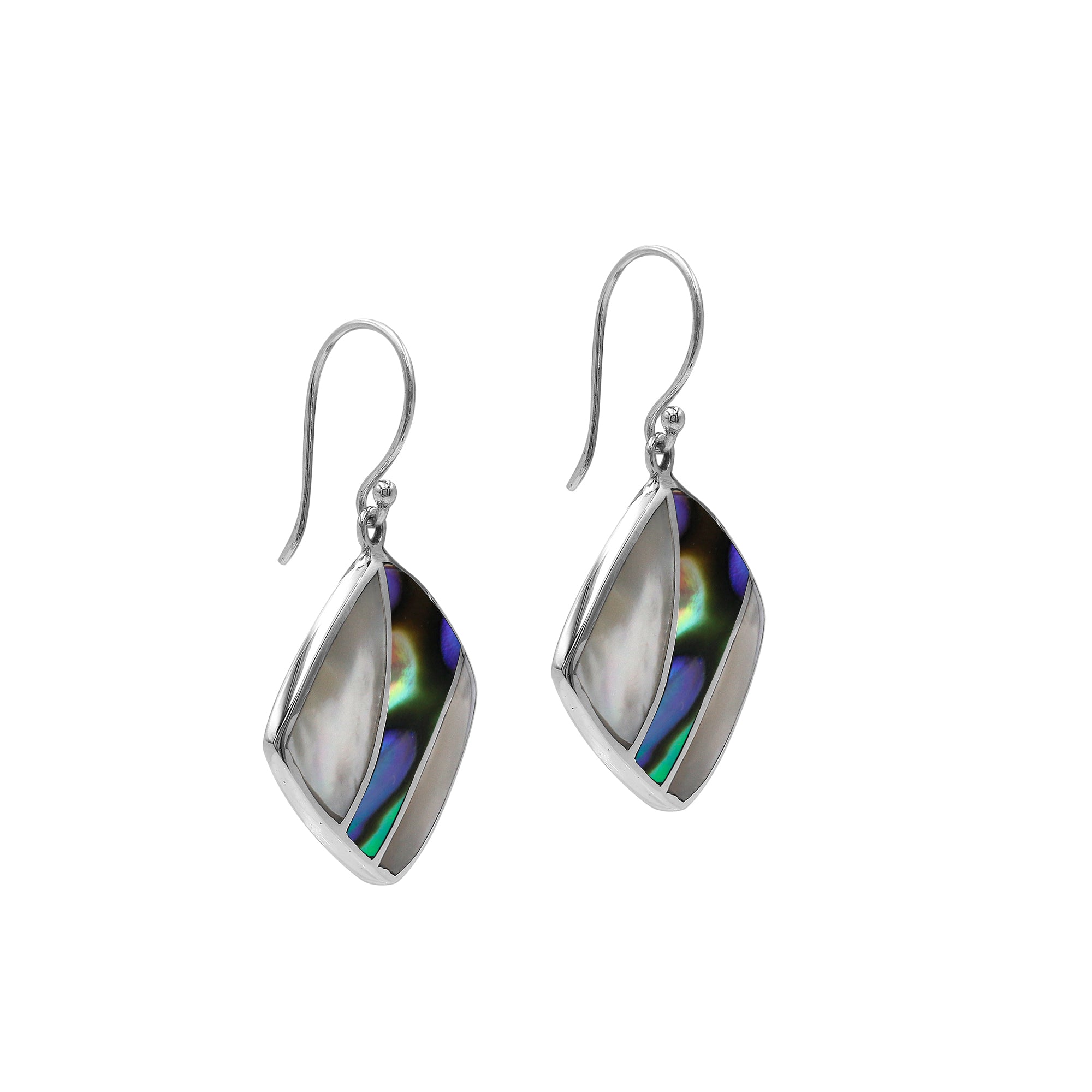 AE-6317-CO3 Sterling Silver Earring With Mother Of Pearl and Abalone Shell Jewelry Bali Designs Inc 