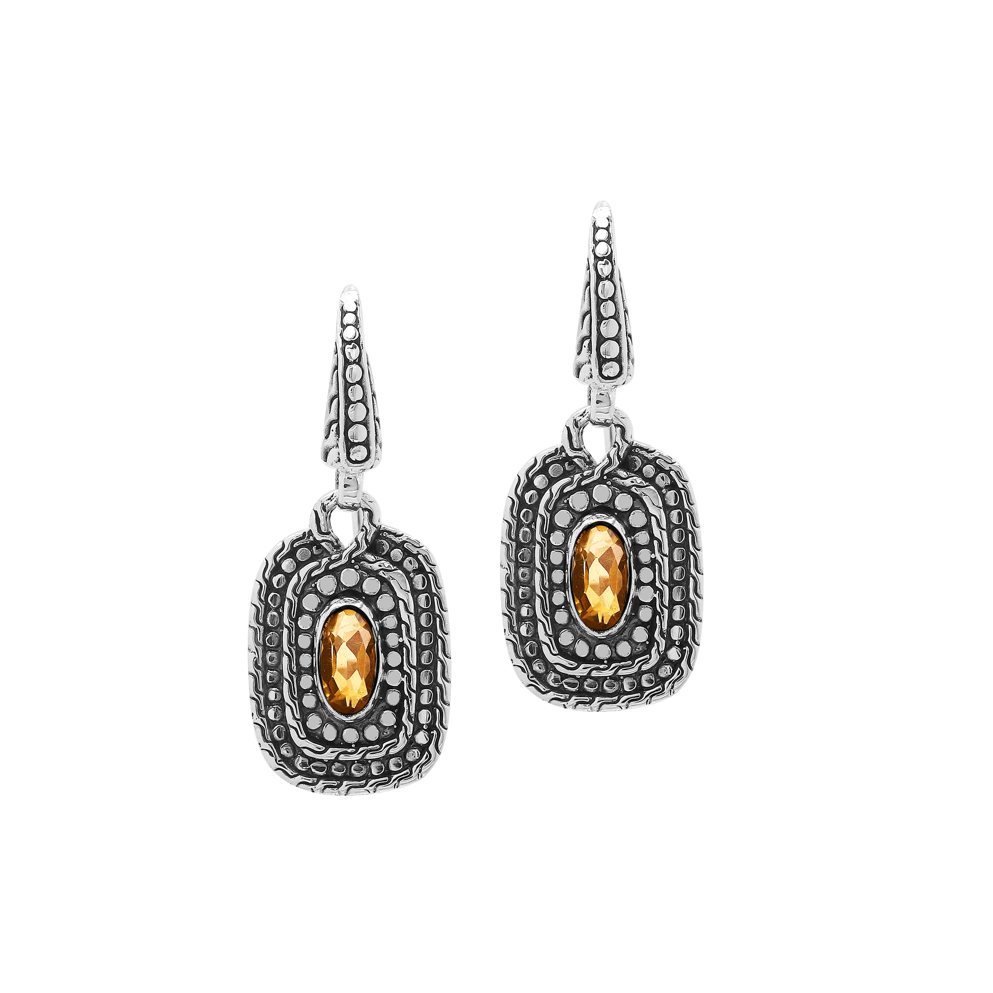 AE-6321-CT Sterling Silver Earring With Citrine Q. Jewelry Bali Designs Inc 