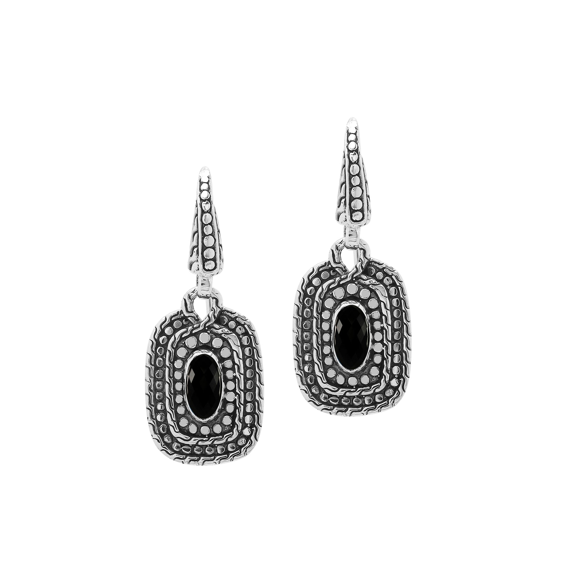 AE-6321-OX Sterling Silver Earring With Black Onyx Jewelry Bali Designs Inc 