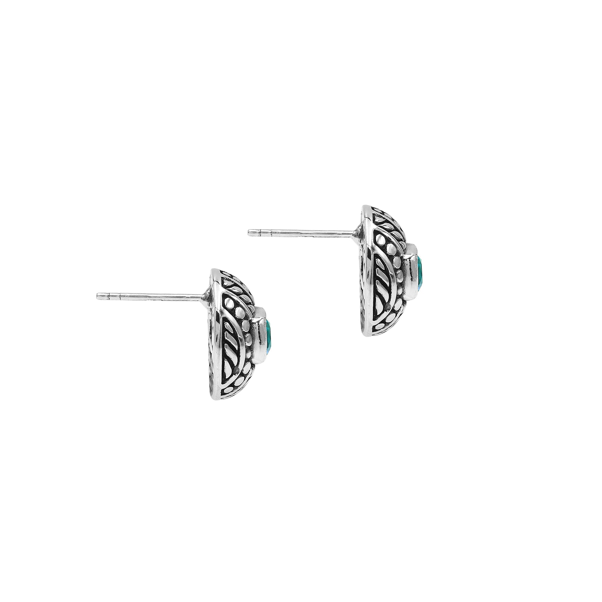 AE-6322-BT Sterling Silver Earring With Blue Topaz Q. Jewelry Bali Designs Inc 