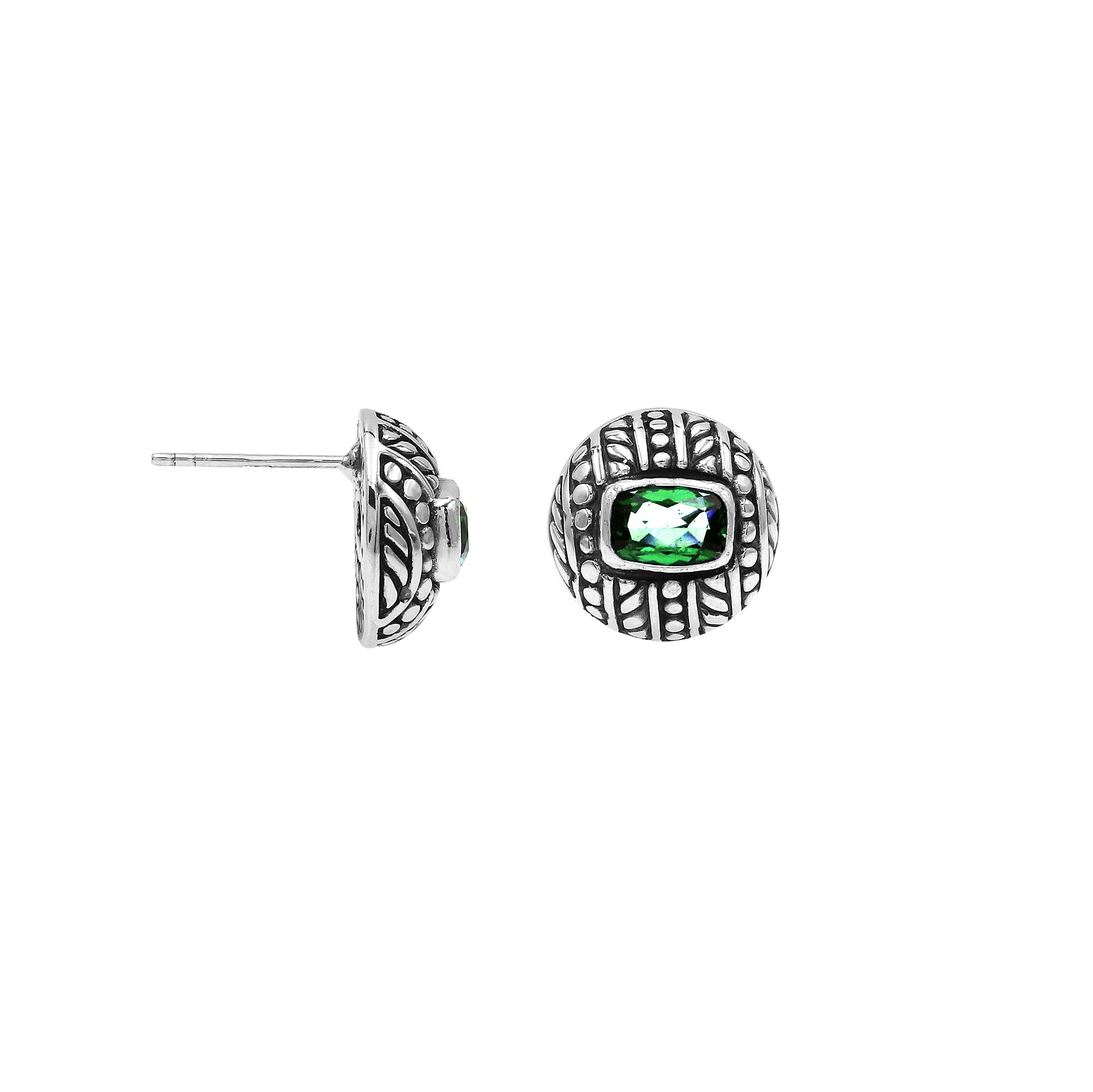 AE-6322-GQ Sterling Silver Earring With Green Quartz Jewelry Bali Designs Inc 