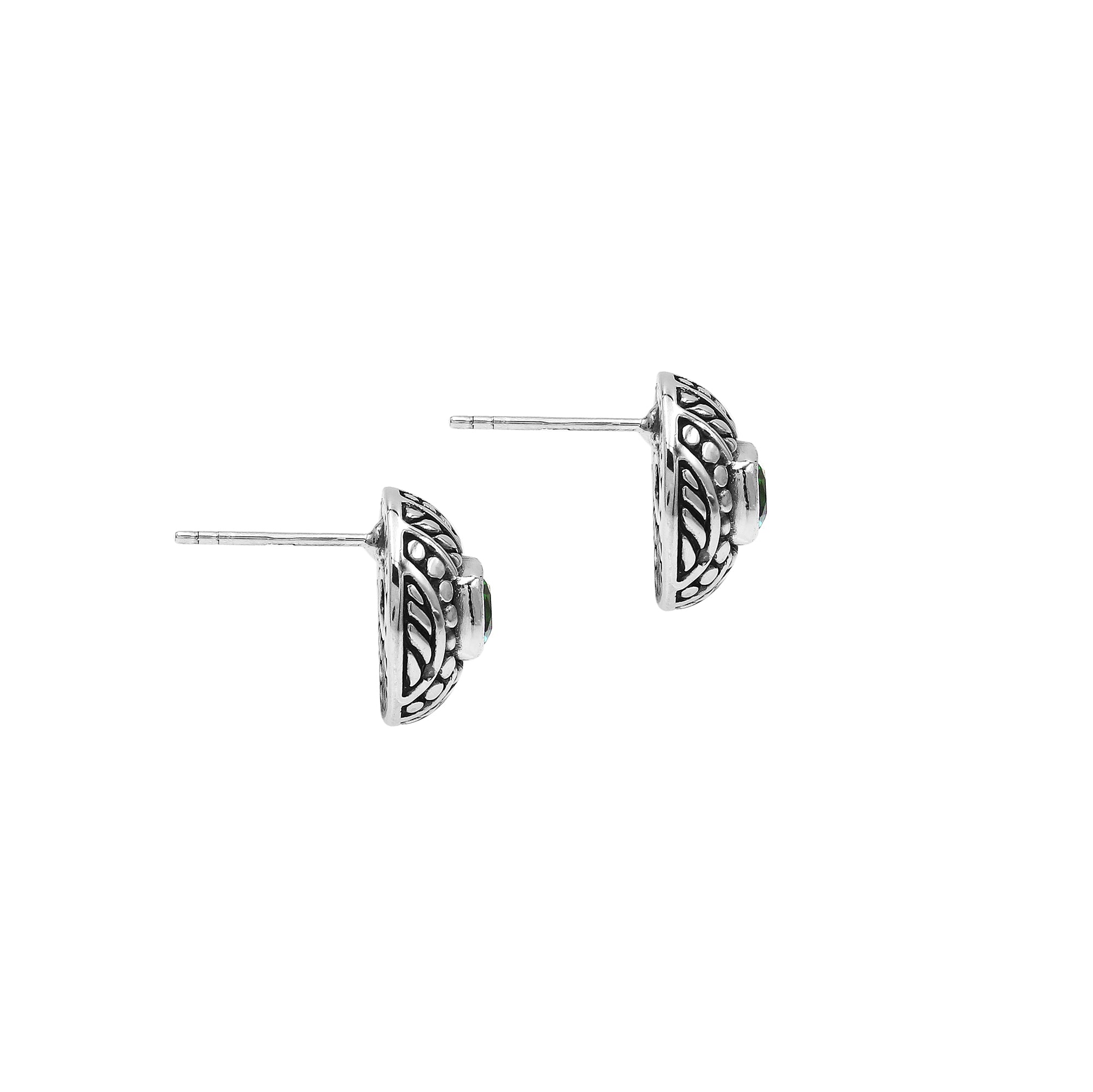 AE-6322-GQ Sterling Silver Earring With Green Quartz Jewelry Bali Designs Inc 