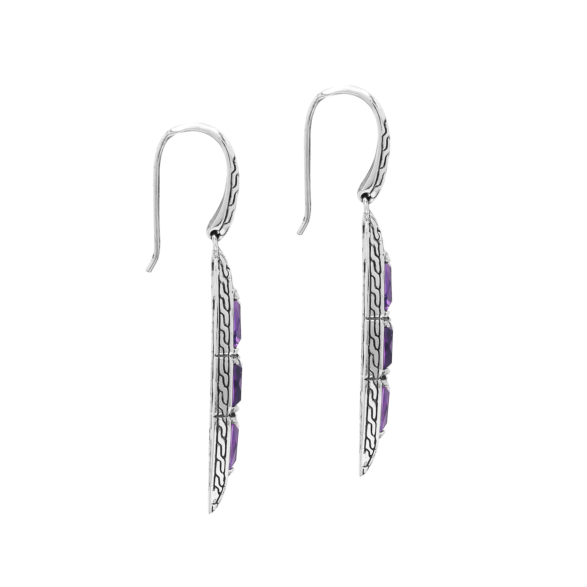 AE-6325-AM Sterling Silver Earring With Amethyst Q. Jewelry Bali Designs Inc 