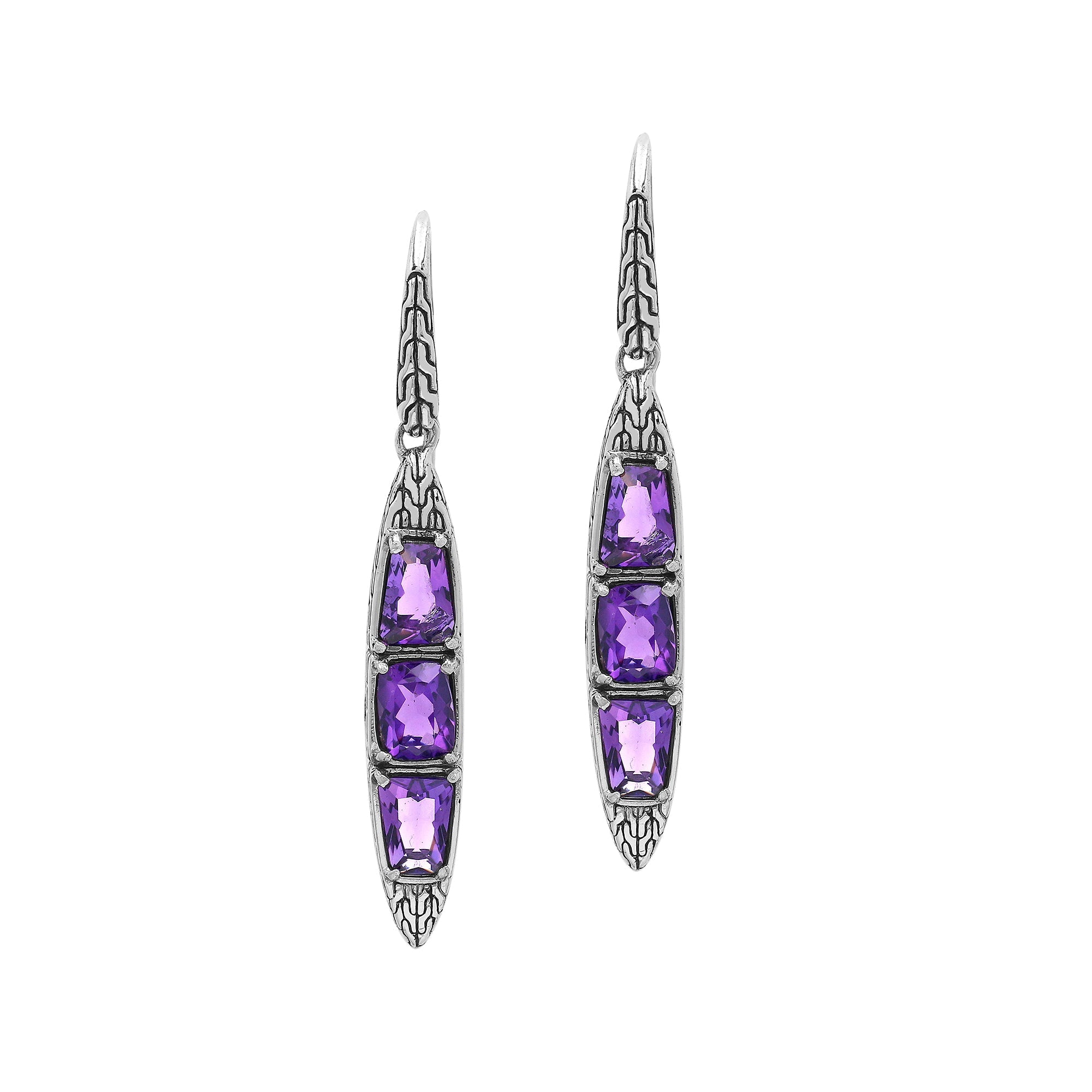 AE-6325-AM Sterling Silver Earring With Amethyst Q. Jewelry Bali Designs Inc 