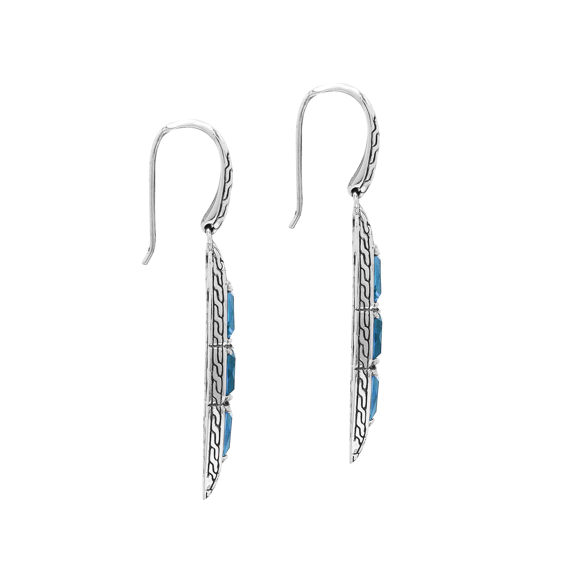 AE-6325-BT Sterling Silver Earring With Blue Topaz Q. Jewelry Bali Designs Inc 