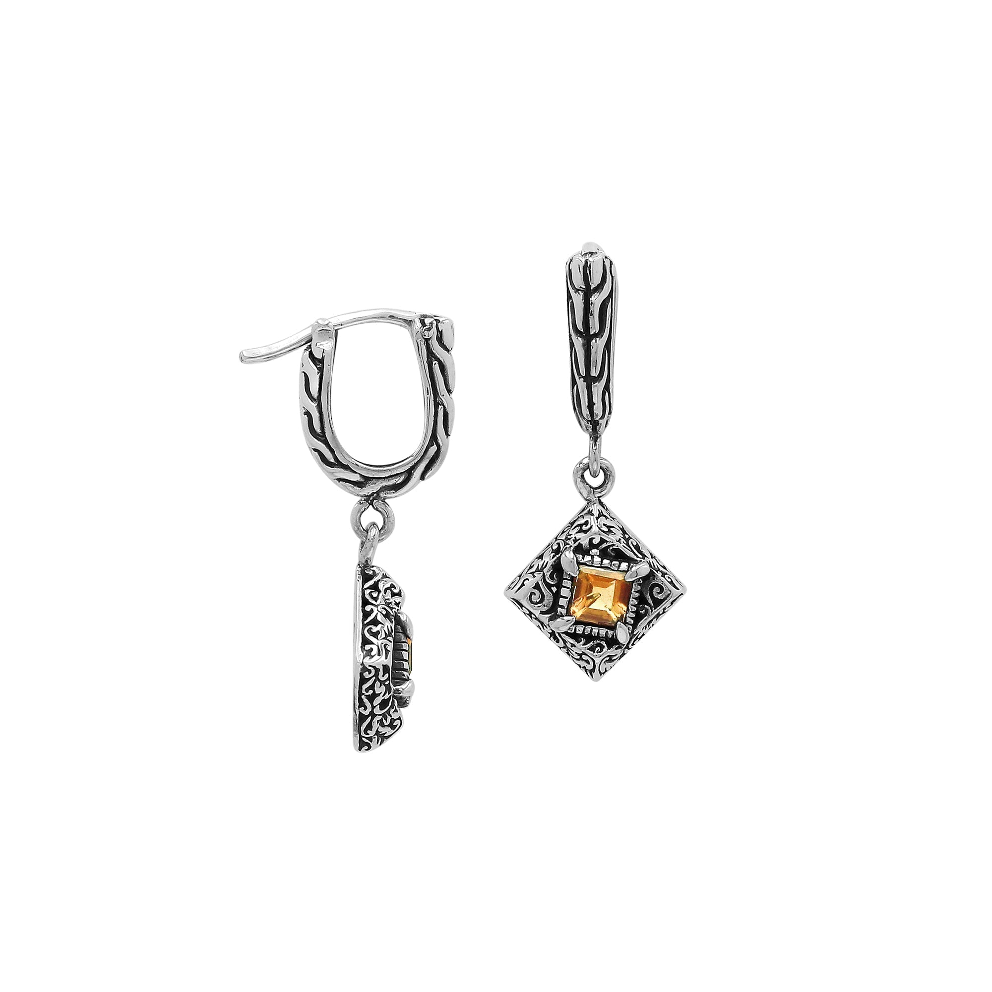 AE-6326-CT Sterling Silver Earring With Citrine Q. Jewelry Bali Designs Inc 