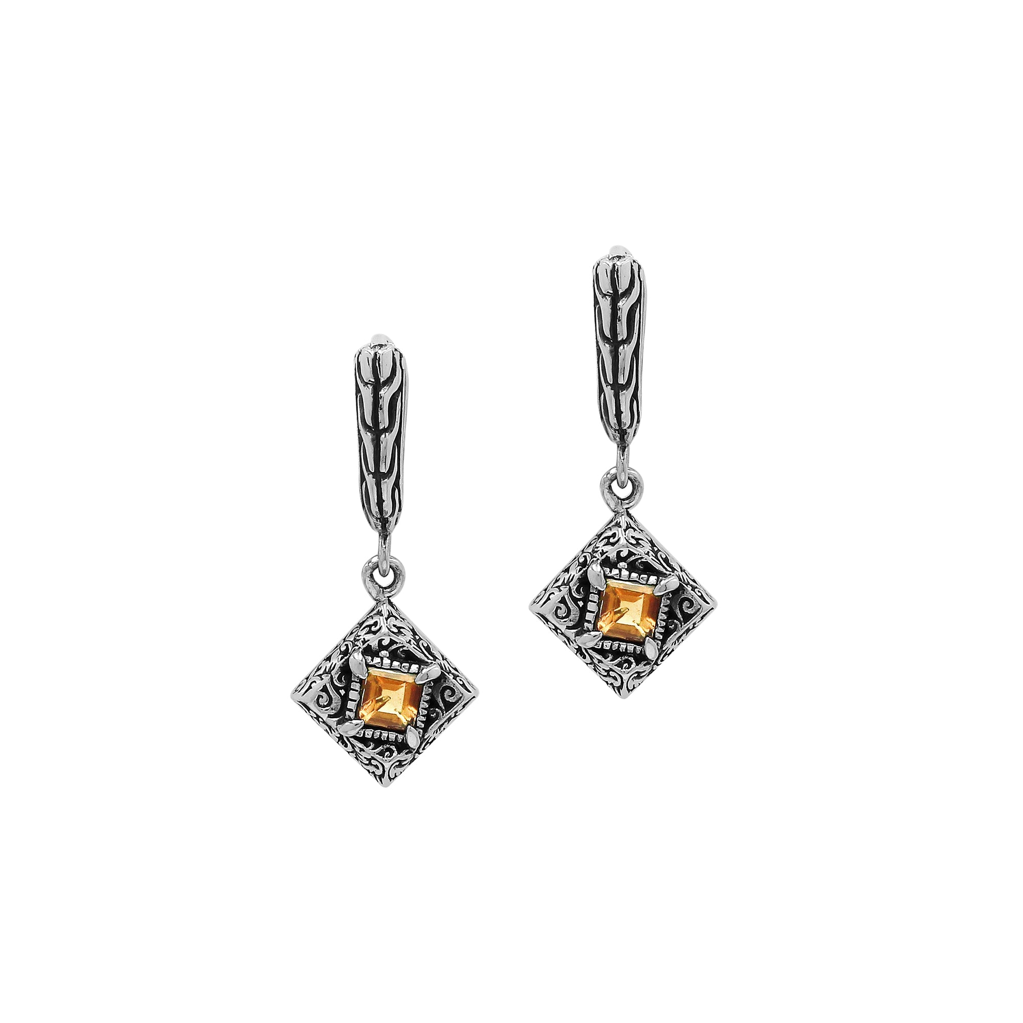 AE-6326-CT Sterling Silver Earring With Citrine Q. Jewelry Bali Designs Inc 