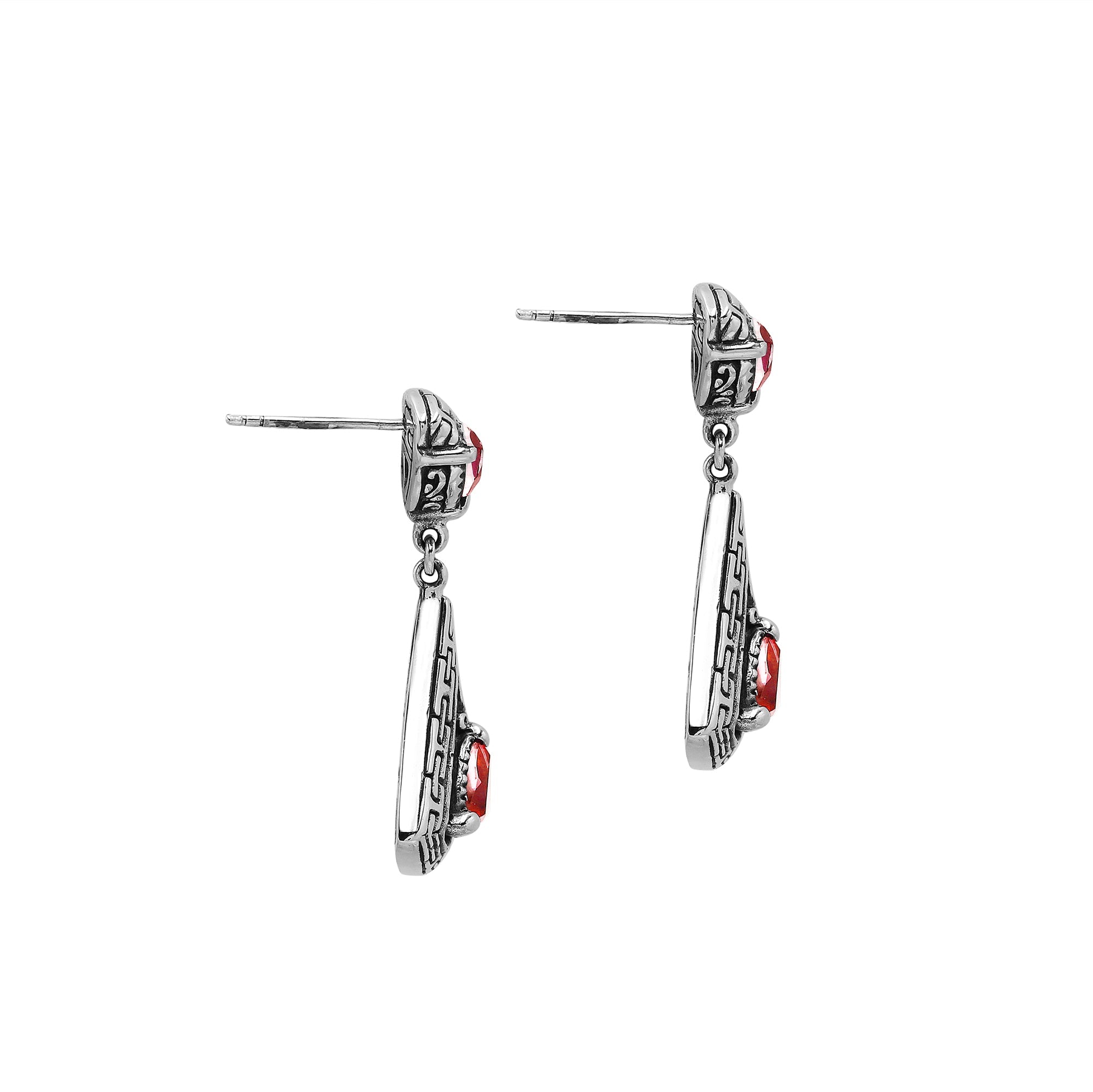 AE-6327-GA Sterling Silver Earring With Garnet Q. Jewelry Bali Designs Inc 