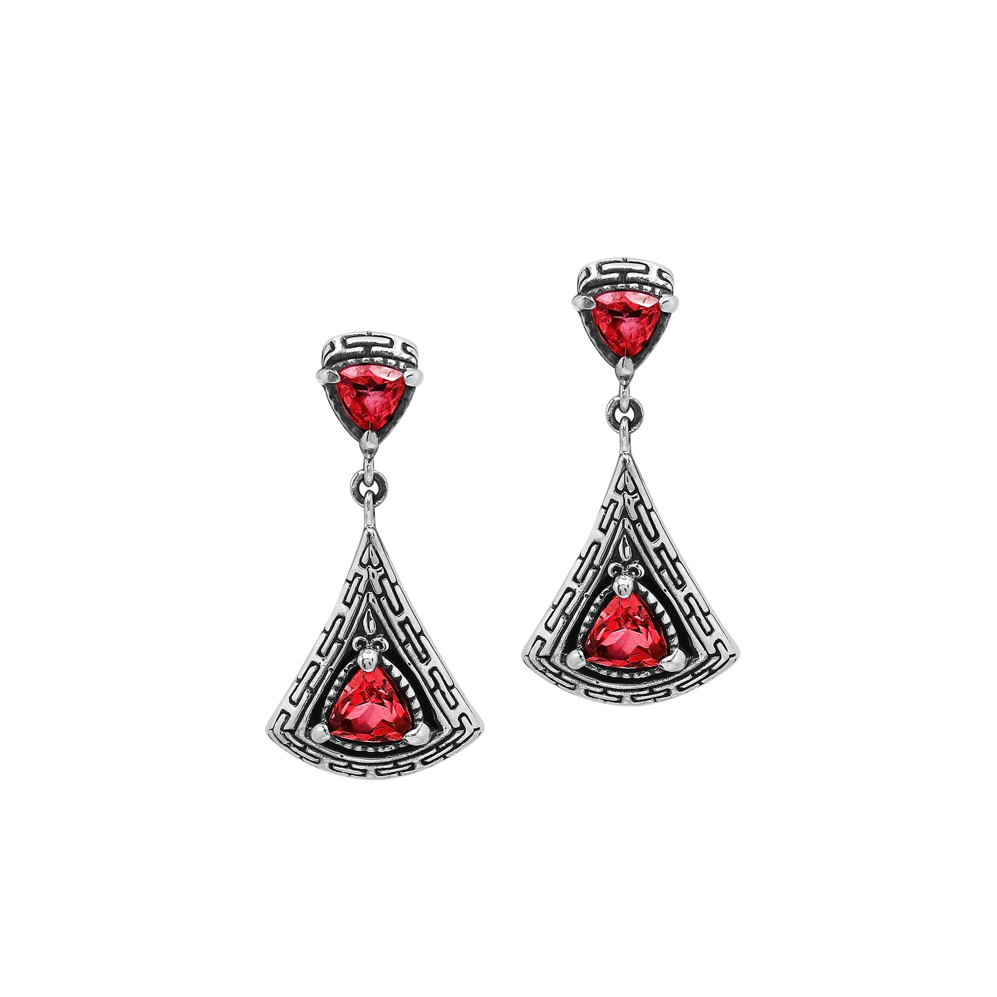 AE-6327-GA Sterling Silver Earring With Garnet Q. Jewelry Bali Designs Inc 