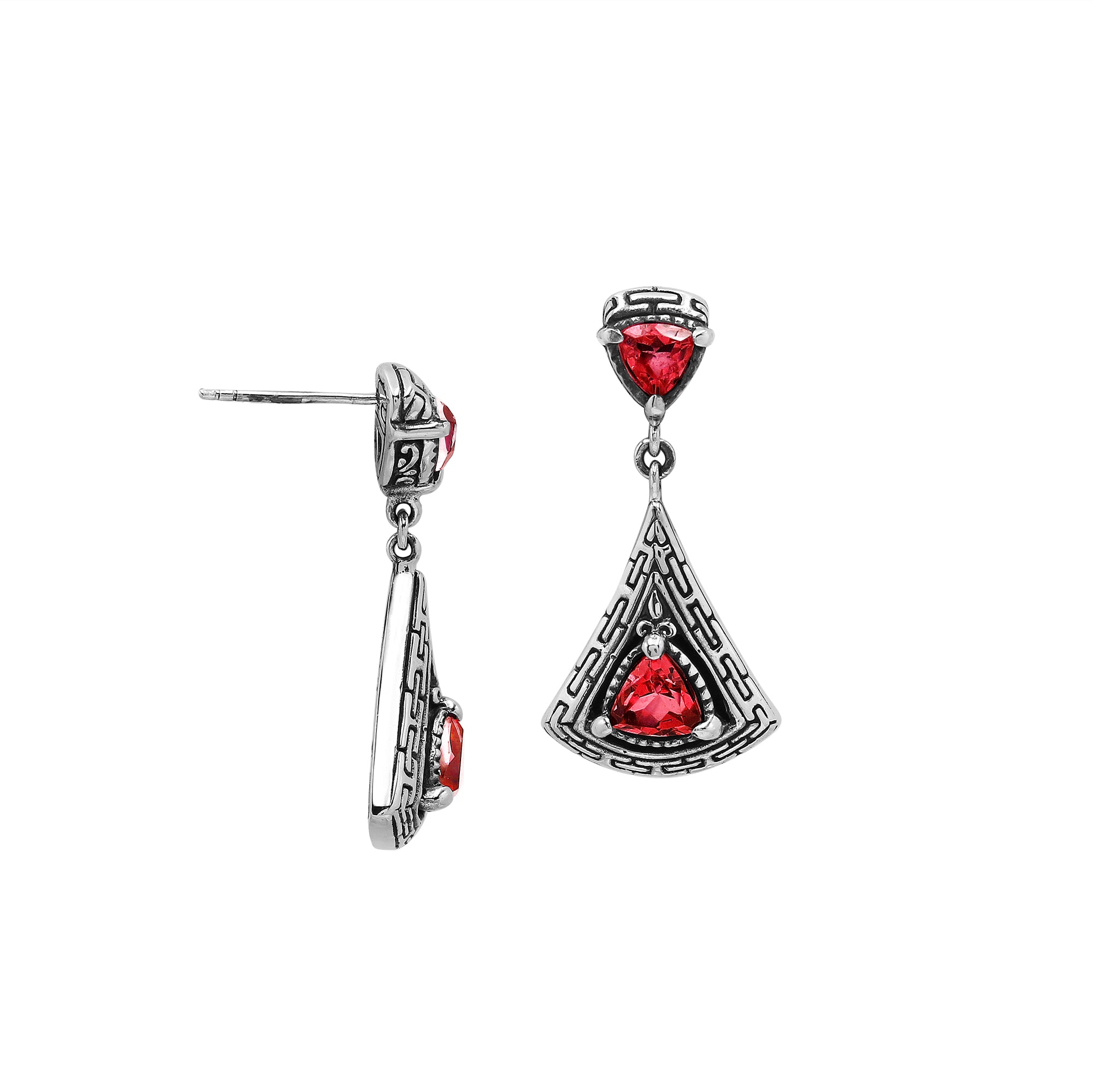 AE-6327-GA Sterling Silver Earring With Garnet Q. Jewelry Bali Designs Inc 