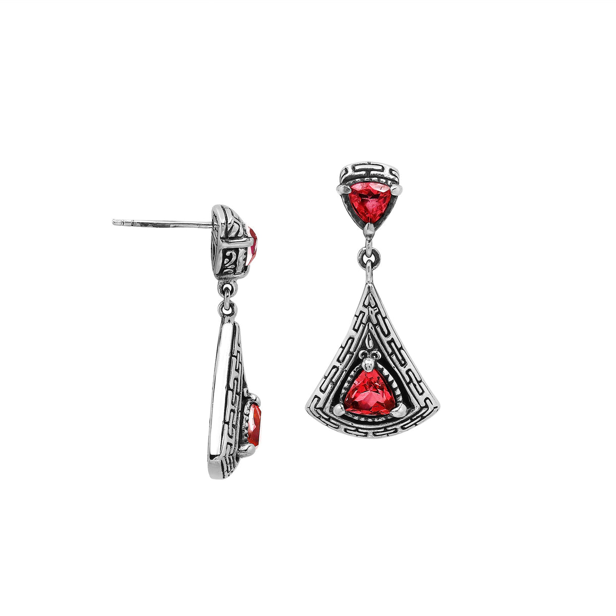 AE-6327-GA Sterling Silver Earring With Garnet Q. Jewelry Bali Designs Inc 
