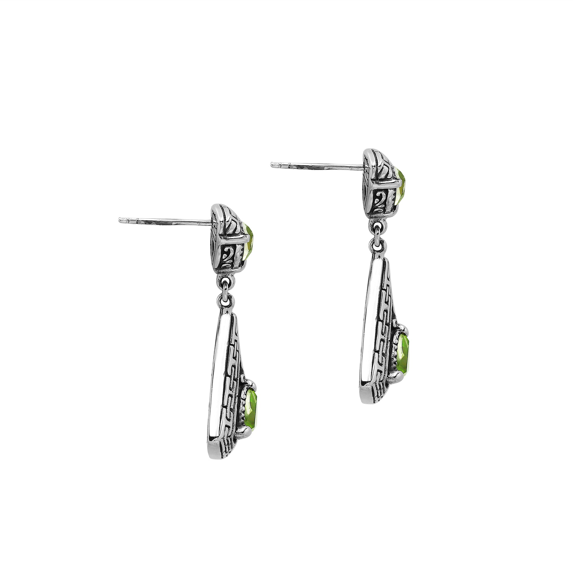AE-6327-PR Sterling Silver Earring With Peridot Q. Jewelry Bali Designs Inc 