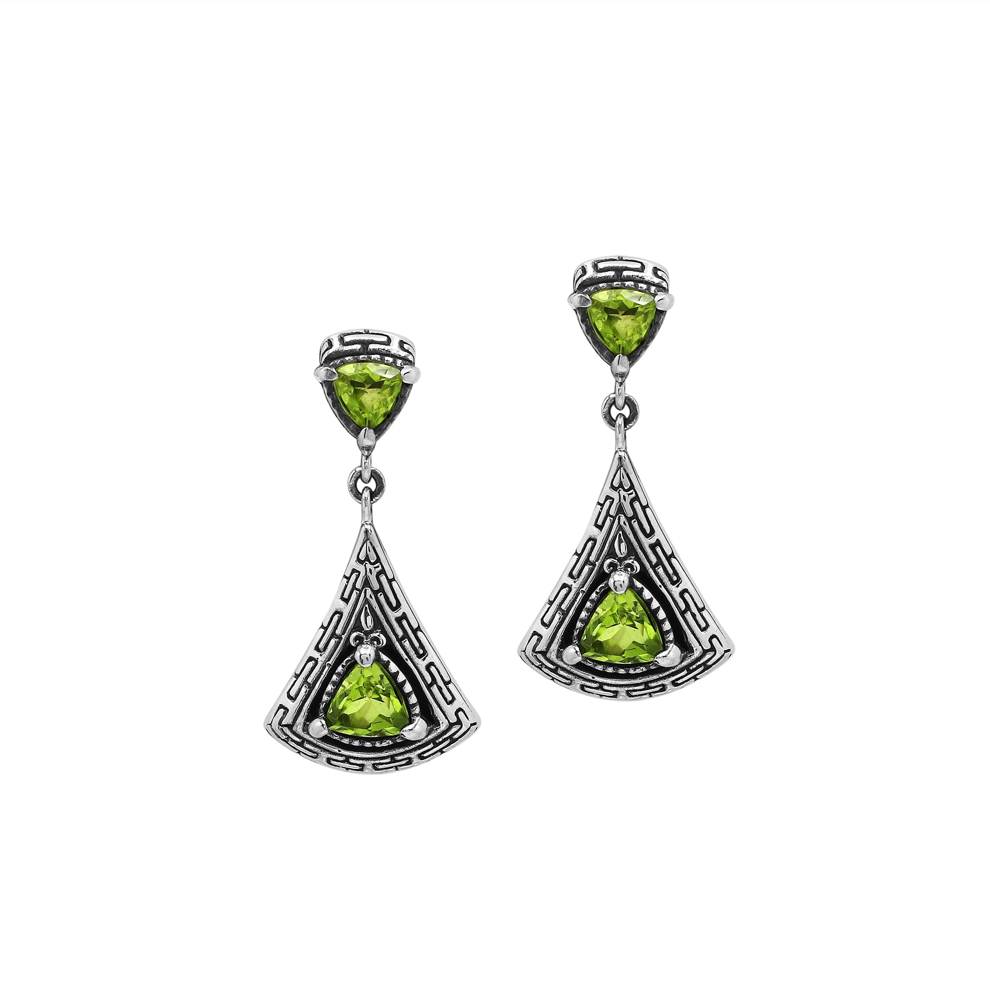 AE-6327-PR Sterling Silver Earring With Peridot Q. Jewelry Bali Designs Inc 