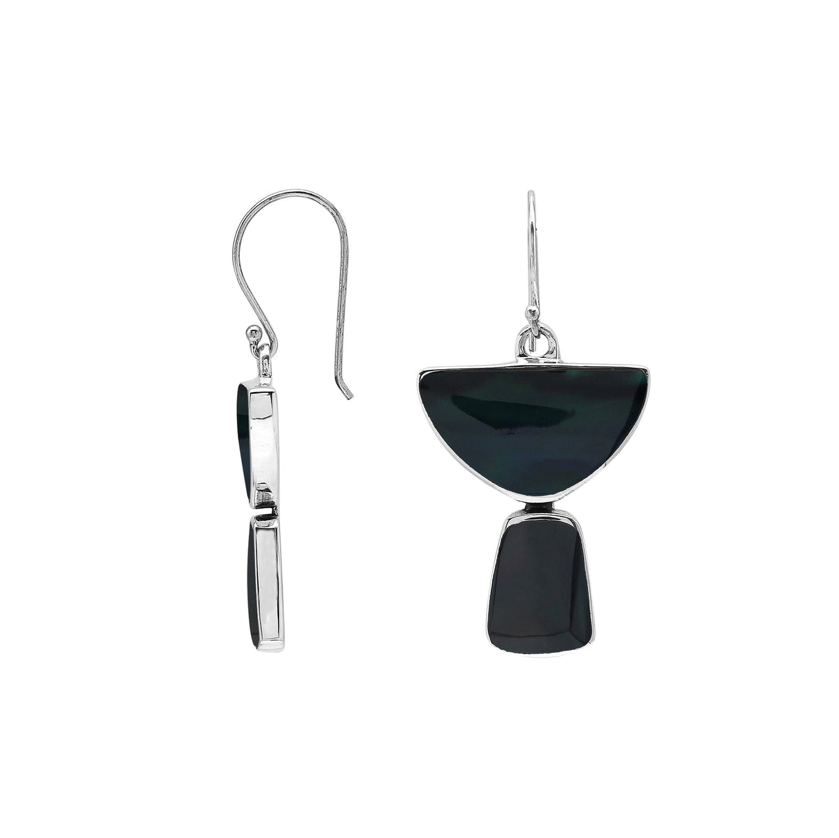AE-6348-SHB Sterling Silver Earring With Black Shell Jewelry Bali Designs Inc 