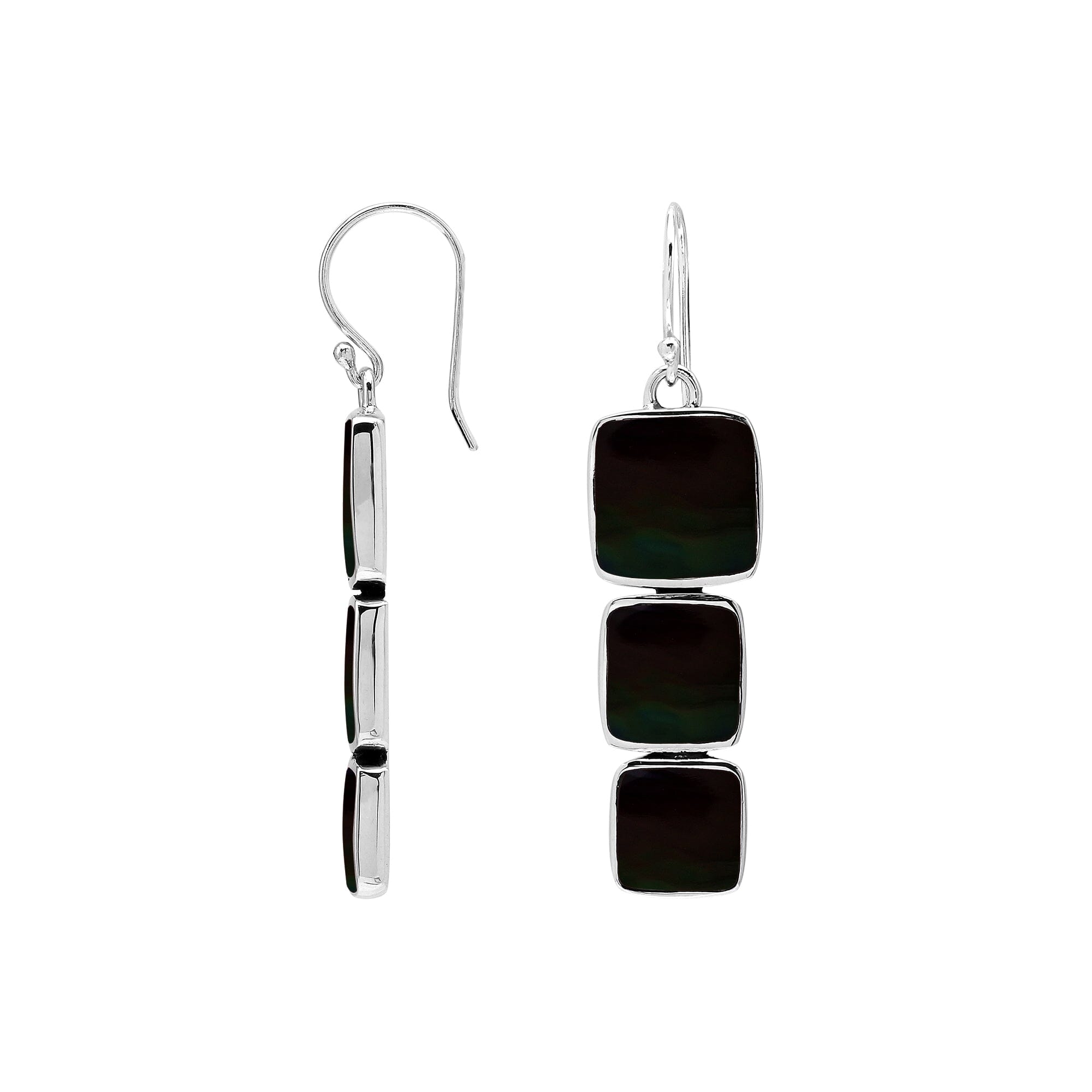 AE-6349-BLK Sterling Silver Earring With Black Shell Jewelry Bali Designs Inc 