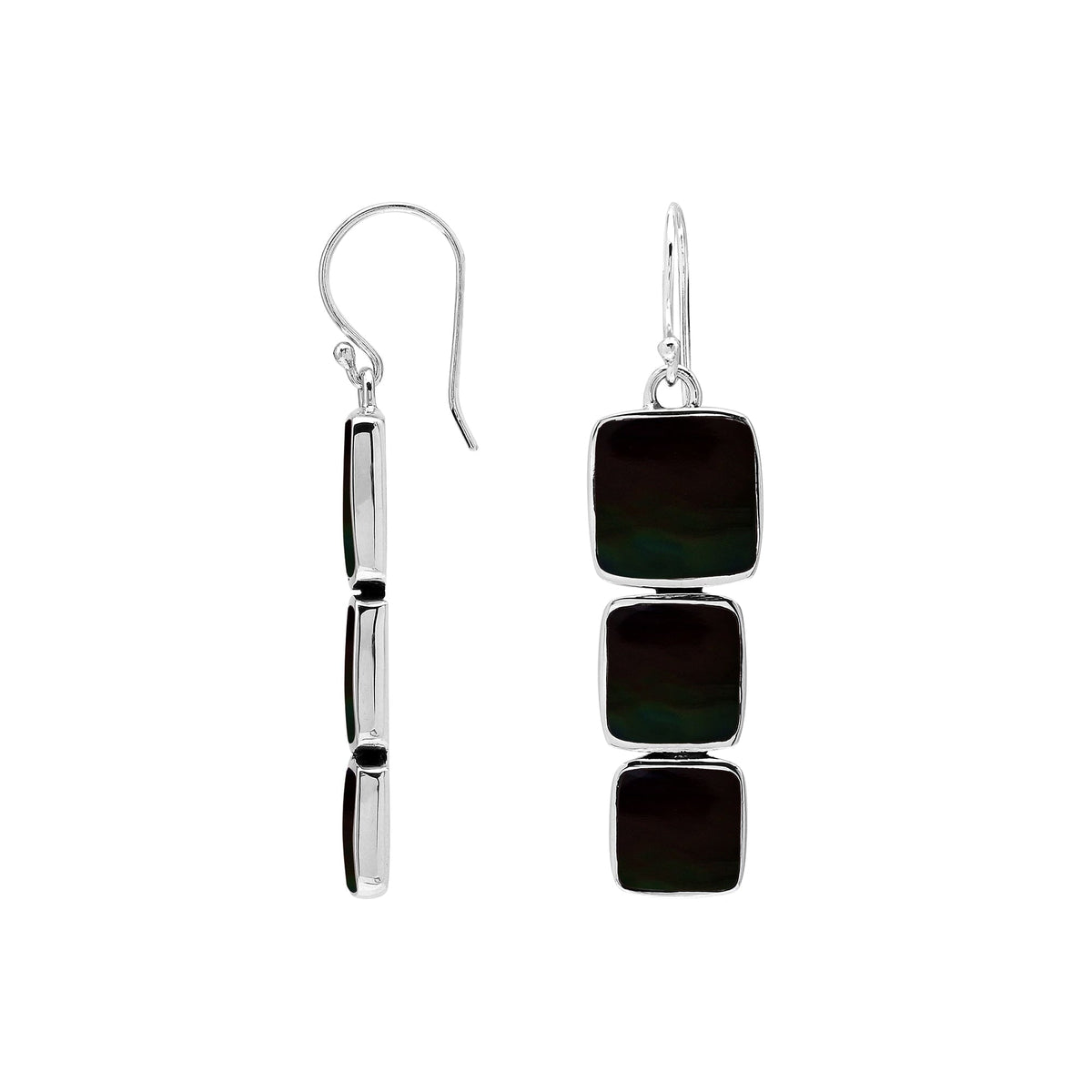 AE-6349-BLK Sterling Silver Earring With Black Shell Jewelry Bali Designs Inc 