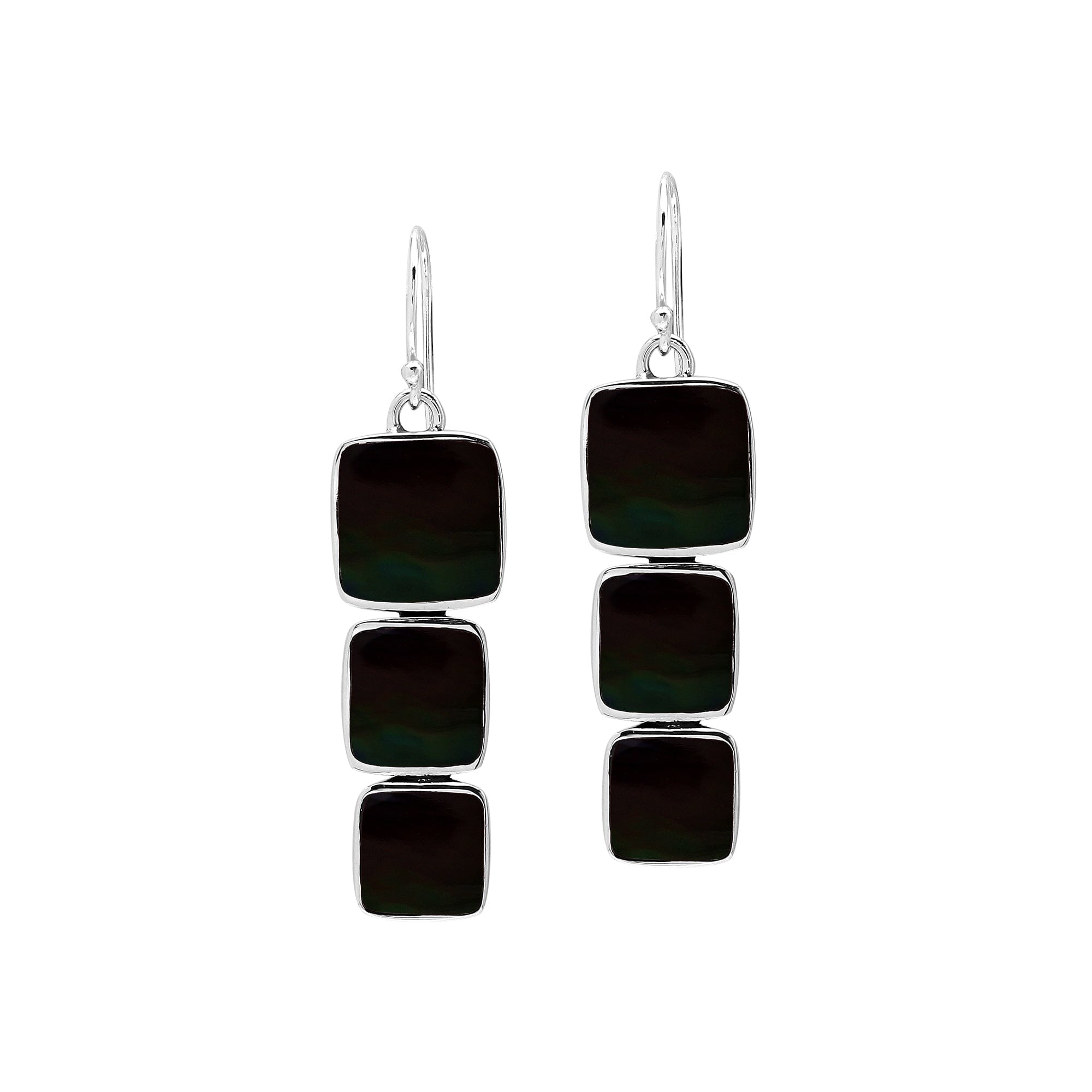AE-6349-BLK Sterling Silver Earring With Black Shell Jewelry Bali Designs Inc 