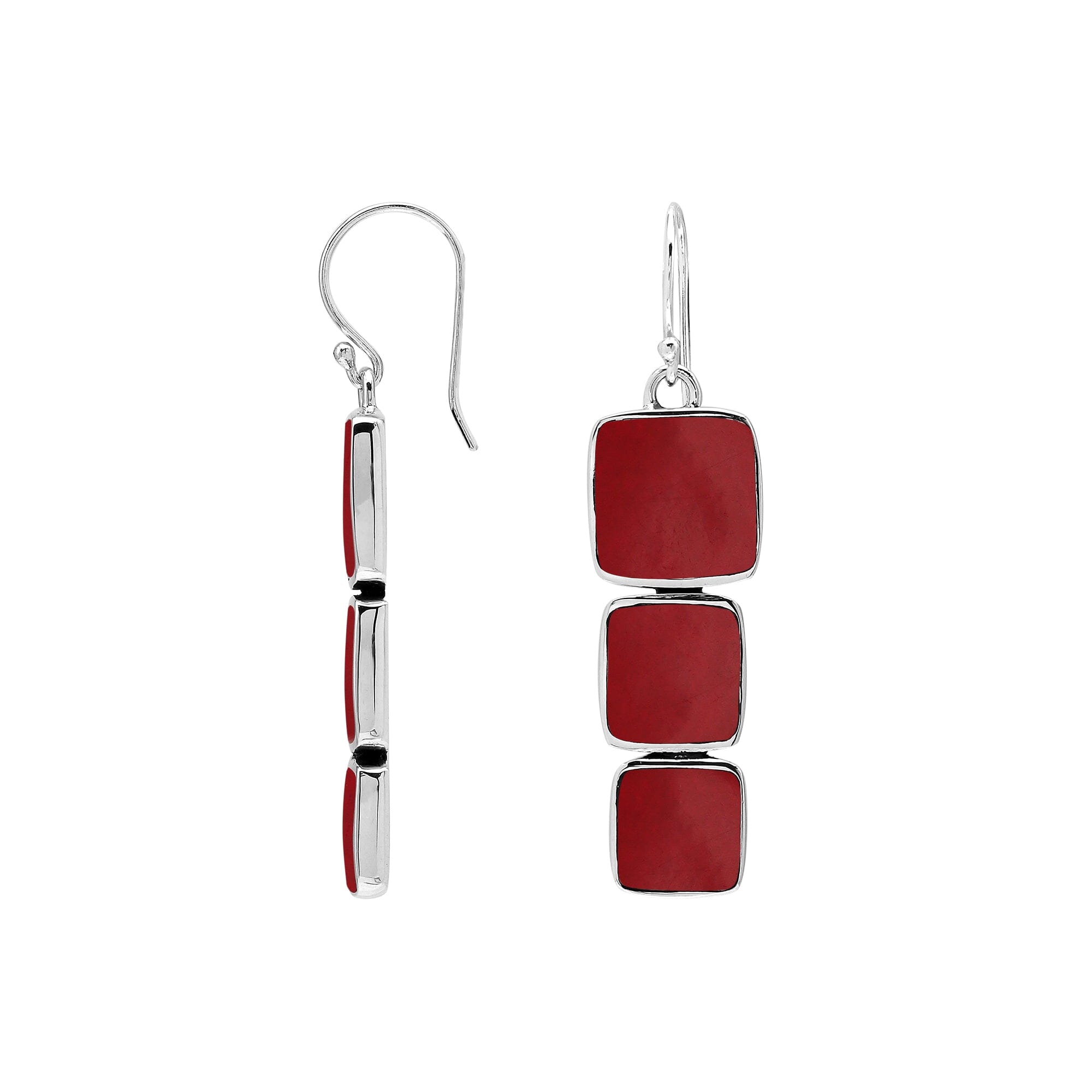 AE-6349-CR Sterling Silver Earring With Coral Jewelry Bali Designs Inc 